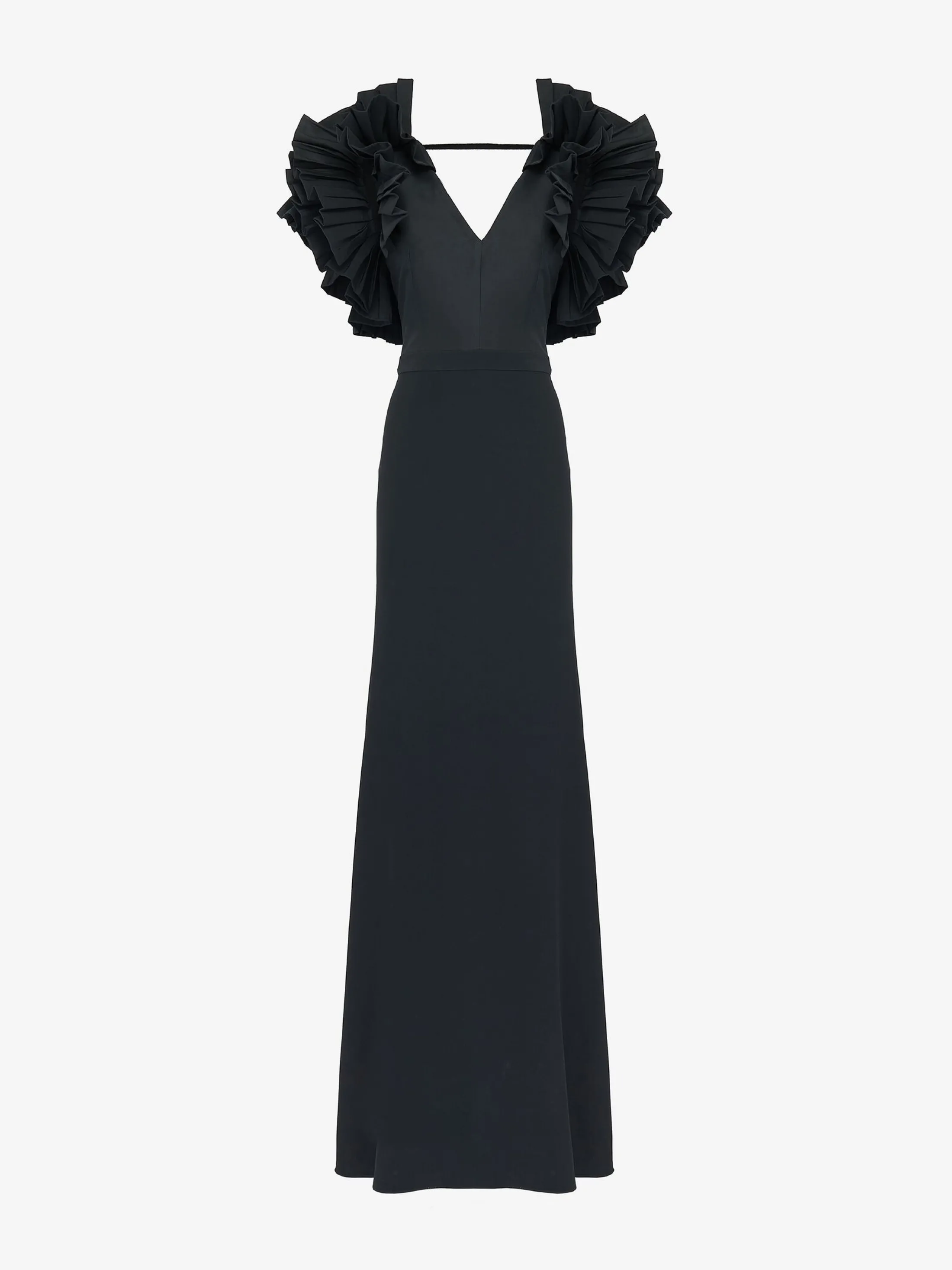 New Alexander McQueen Women's Exploded Shoulder Evening Dress in Black