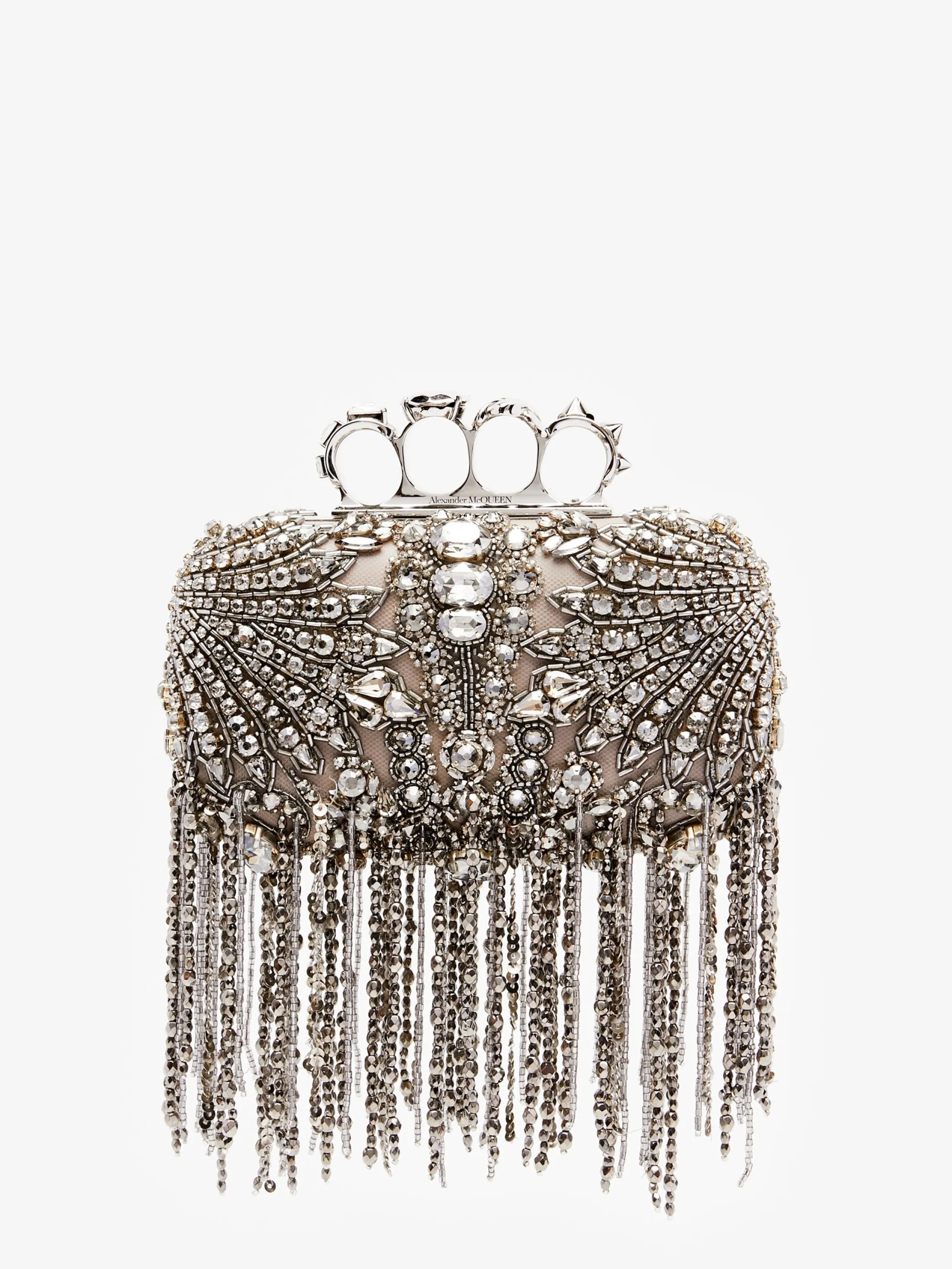 Clearance Alexander McQueen Women's Exploded Victorian Jewel Knuckle Clutch in Silver