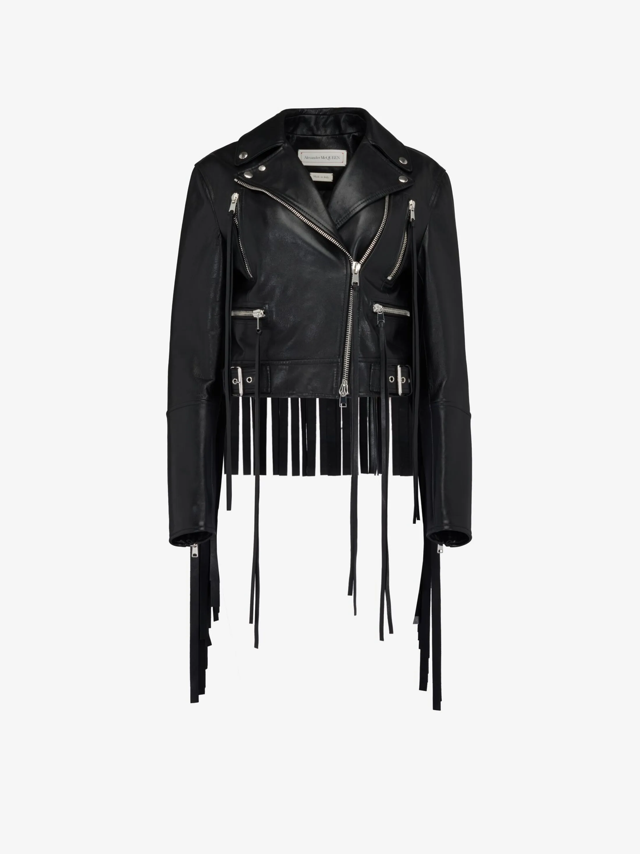 Discount Alexander McQueen Women's Fringed Biker Jacket in Black