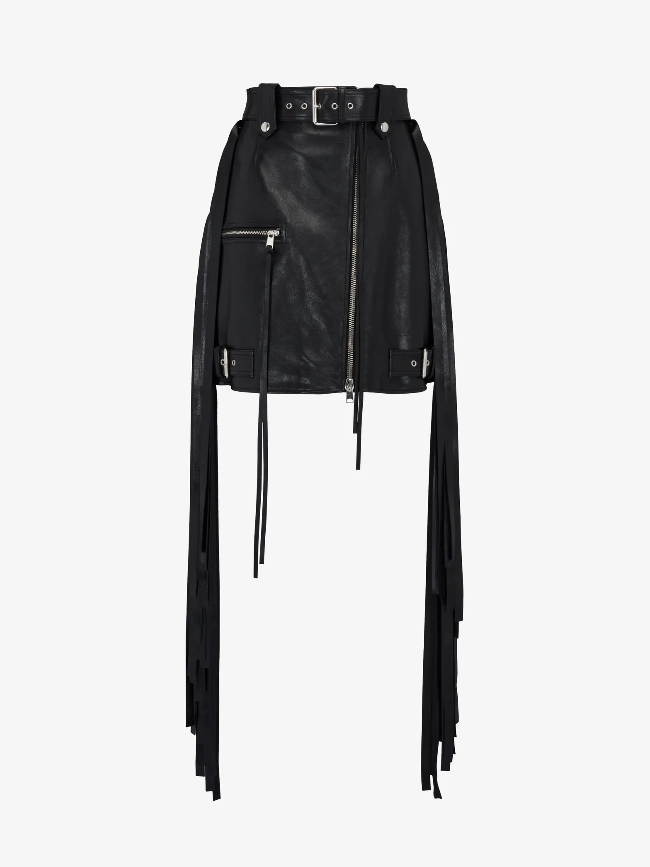 Outlet Alexander McQueen Women's Fringed Biker Mini Skirt in Black