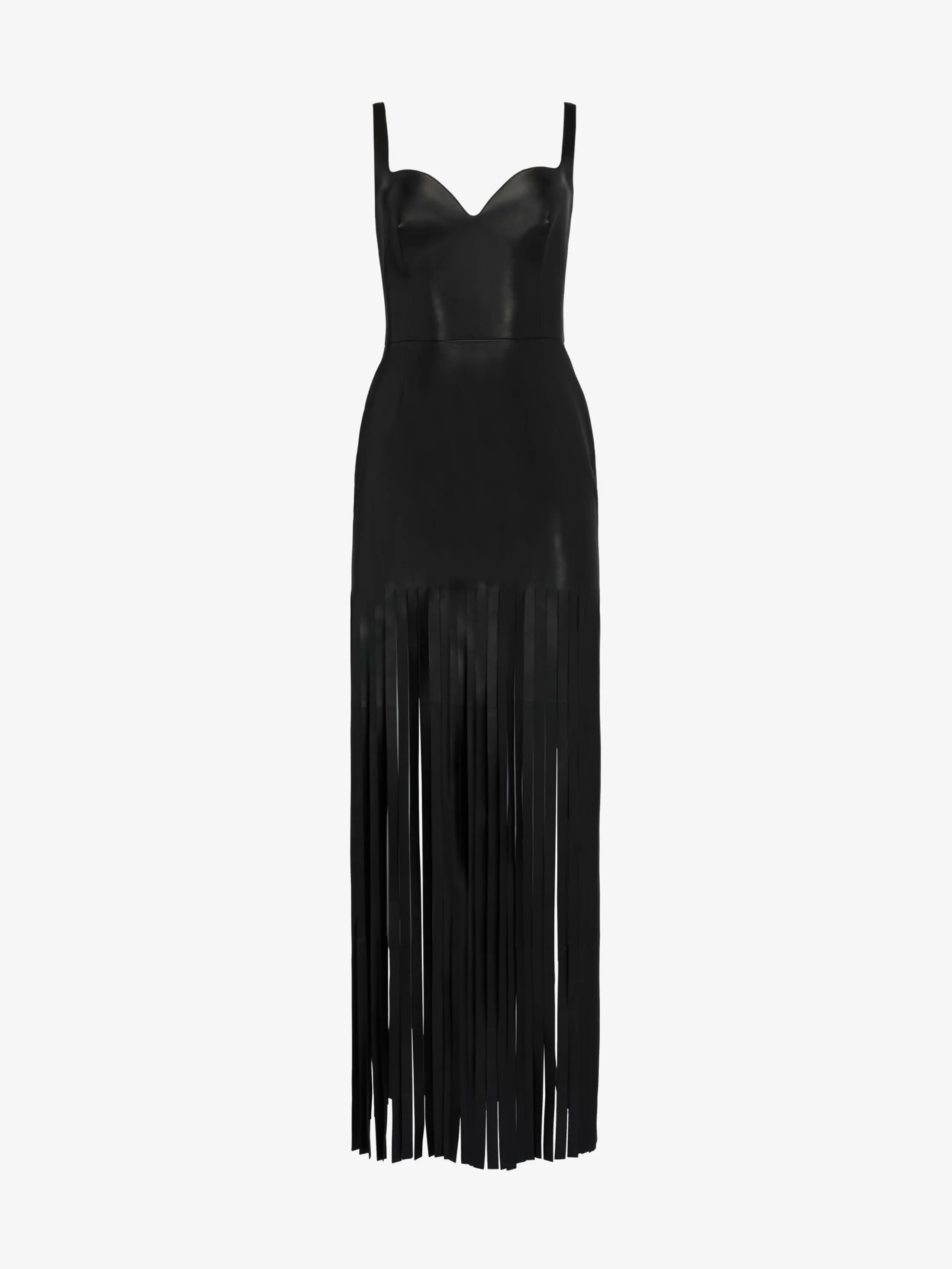 Cheap Alexander McQueen Women's Fringed Leather Pencil Dress in Black