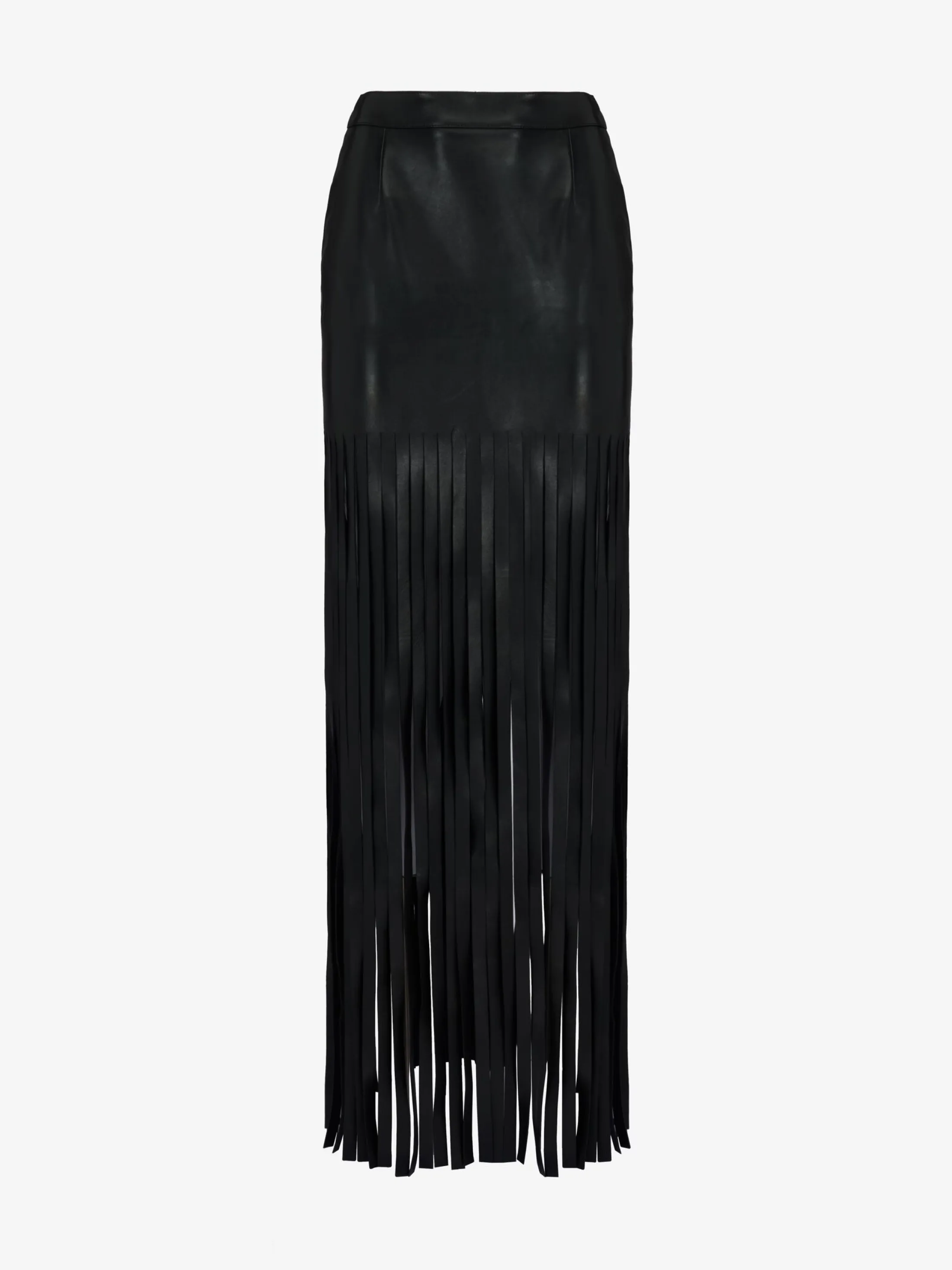 Best Alexander McQueen Women's Fringed Leather Skirt in Black