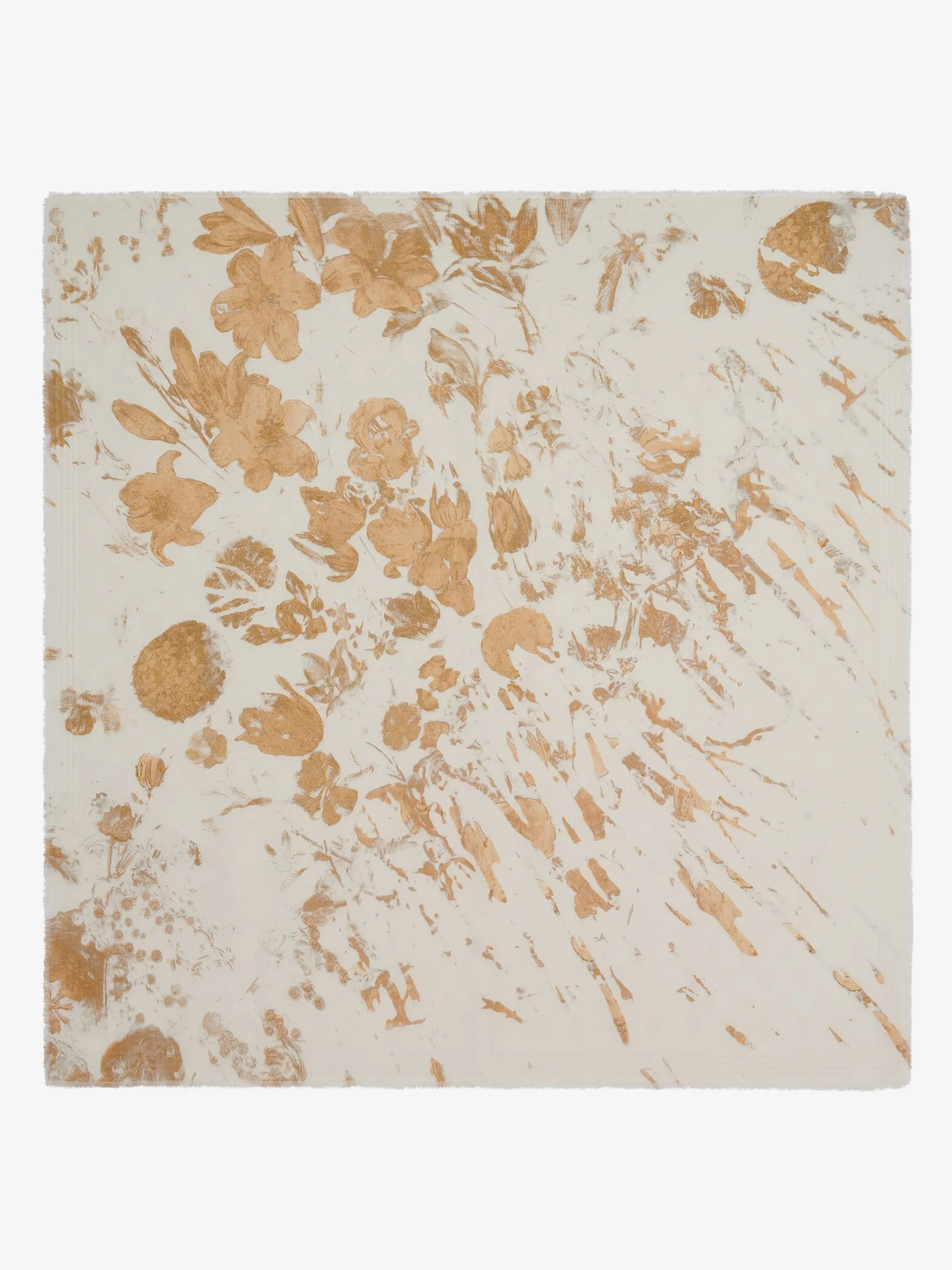 Online Alexander McQueen Women's Gold Floral Splash Shawl in Ivory/Gold