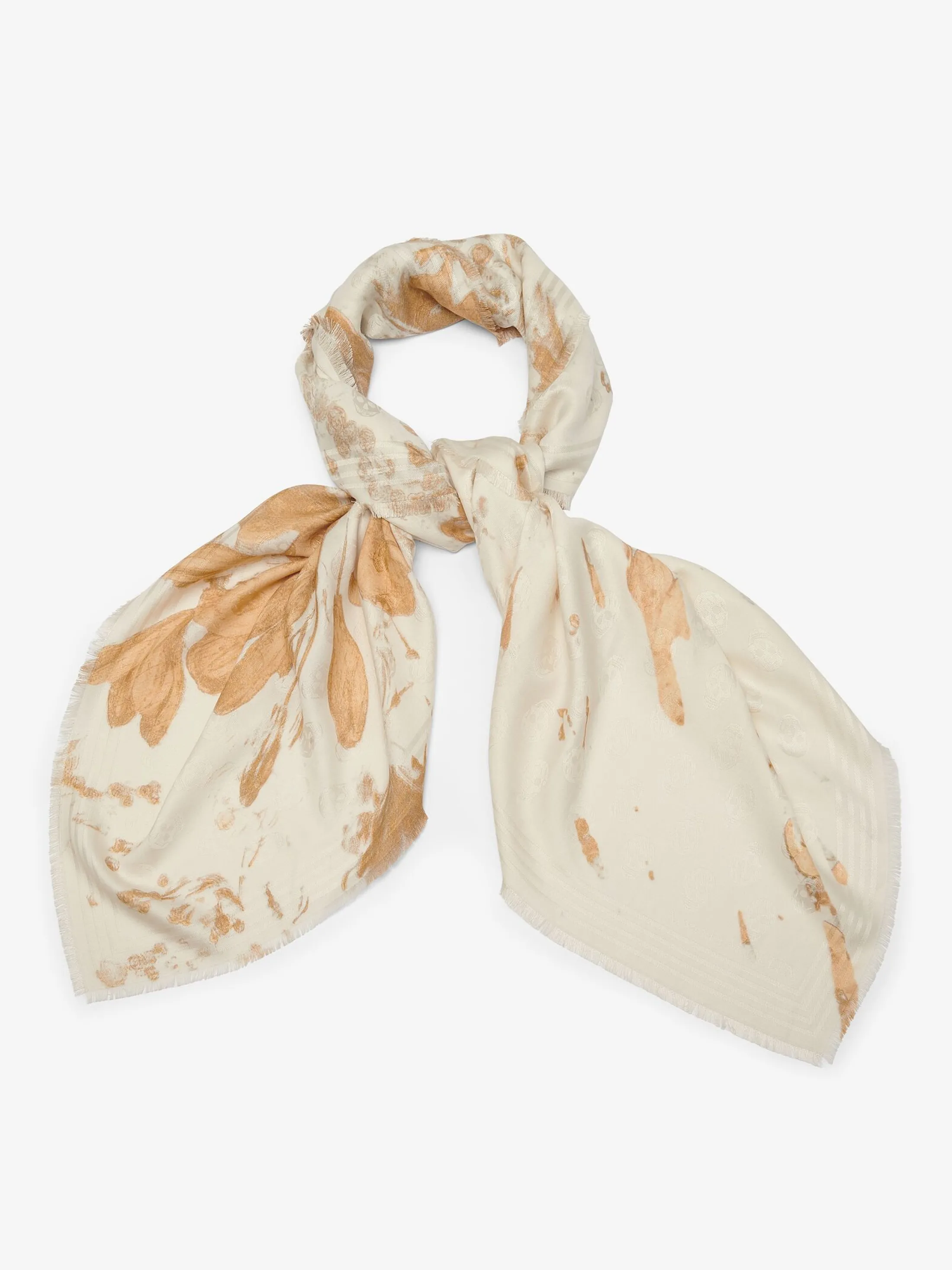 Online Alexander McQueen Women's Gold Floral Splash Shawl in Ivory/Gold