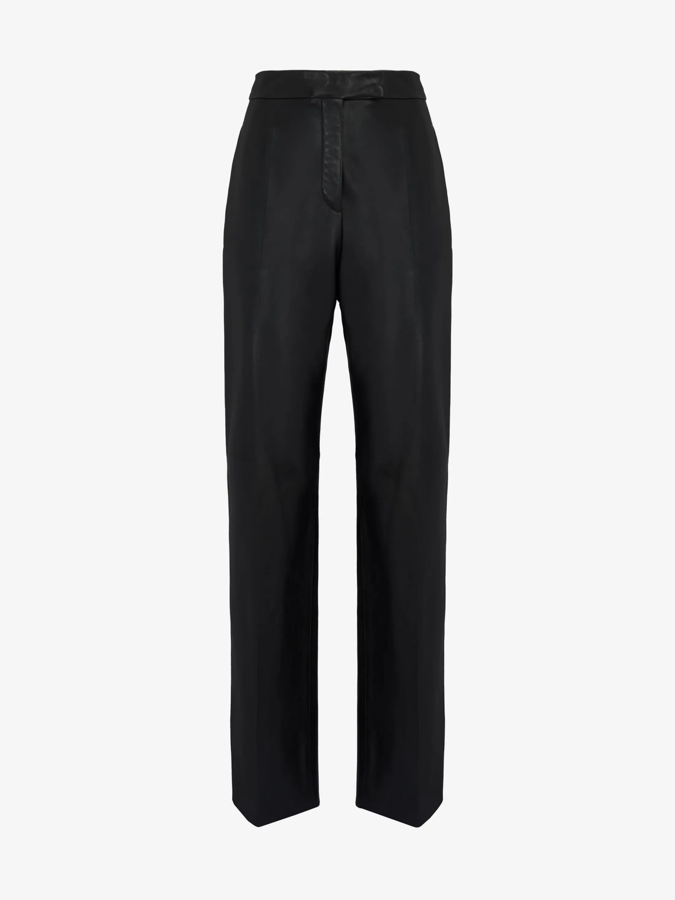 Best Alexander McQueen Women's High-waisted Leather Trousers in Black