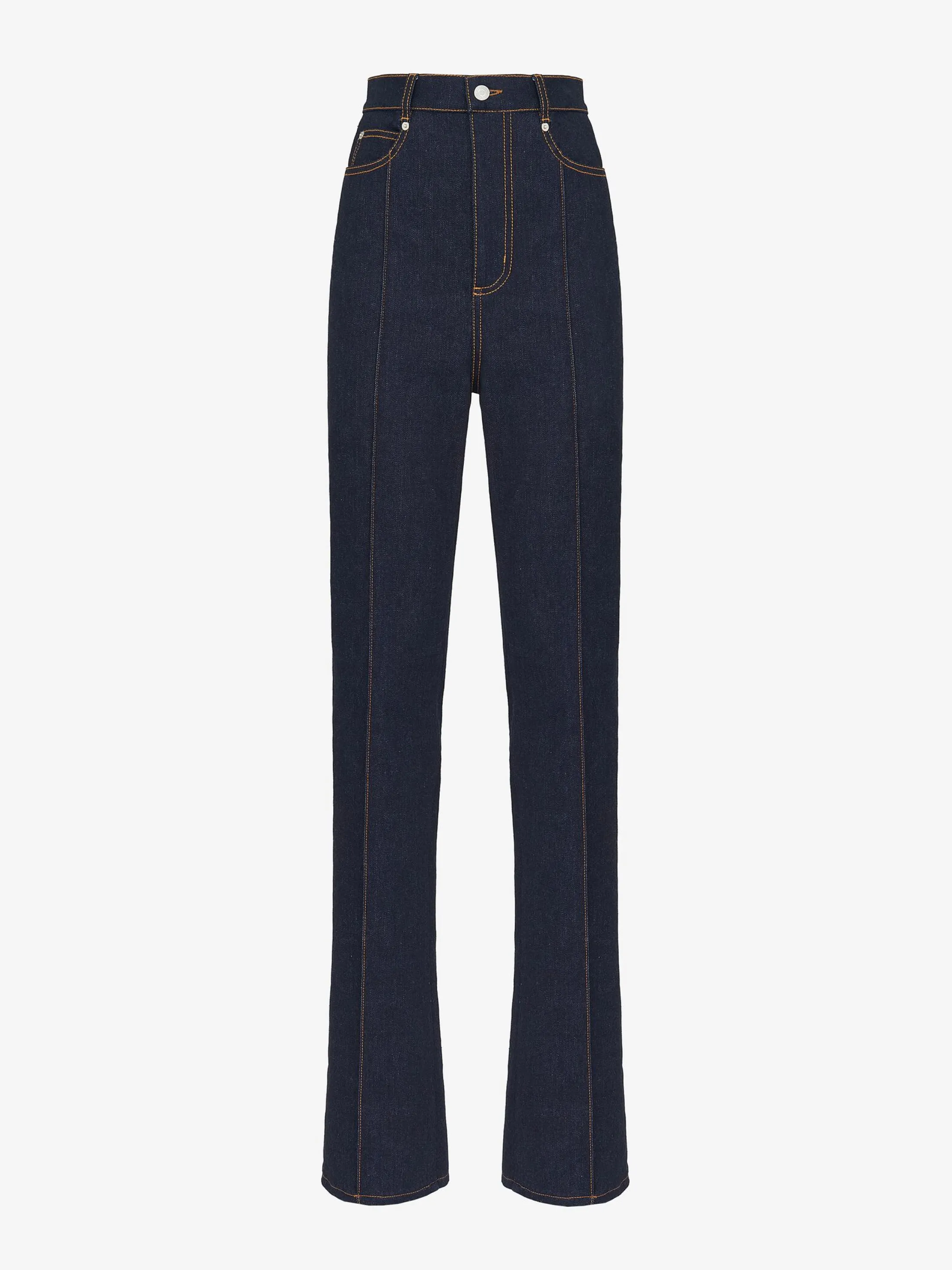 New Alexander McQueen Women's High-waisted Straight Leg Jeans in Denim