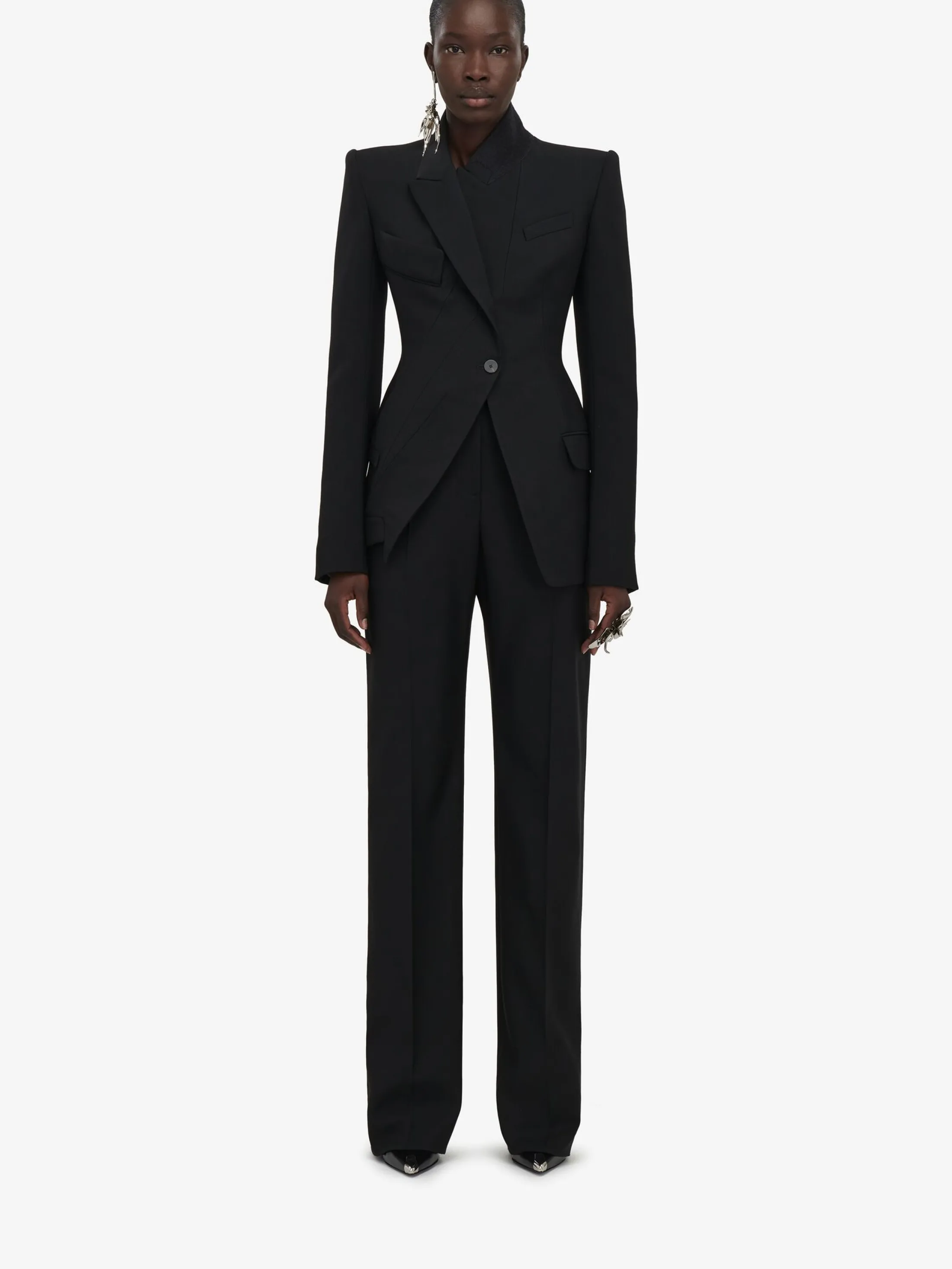 Store Alexander McQueen Women's High-waisted Tailored Trousers in Black