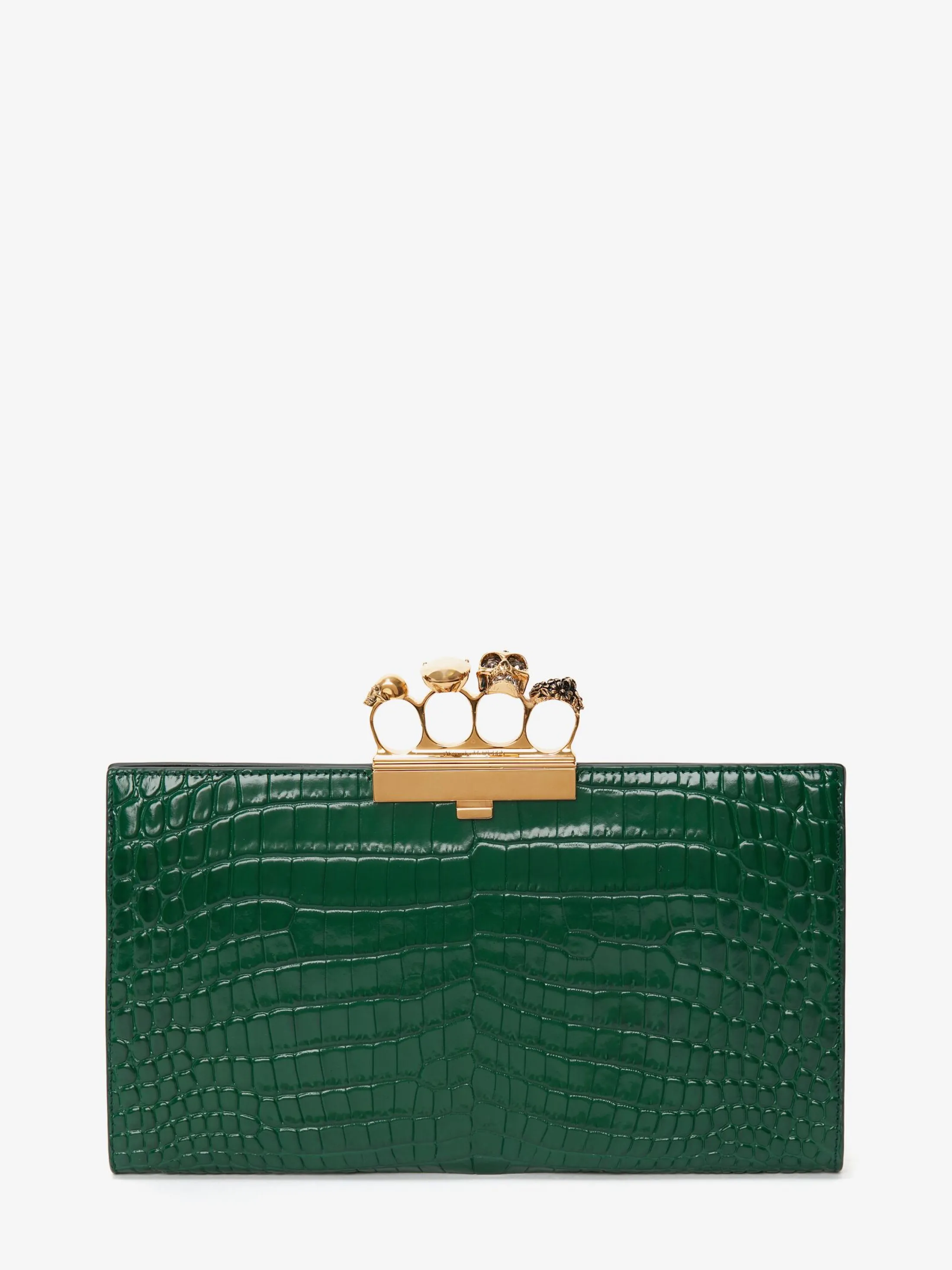 Online Alexander McQueen Women's Jewelled Flat Pouch in Emerald