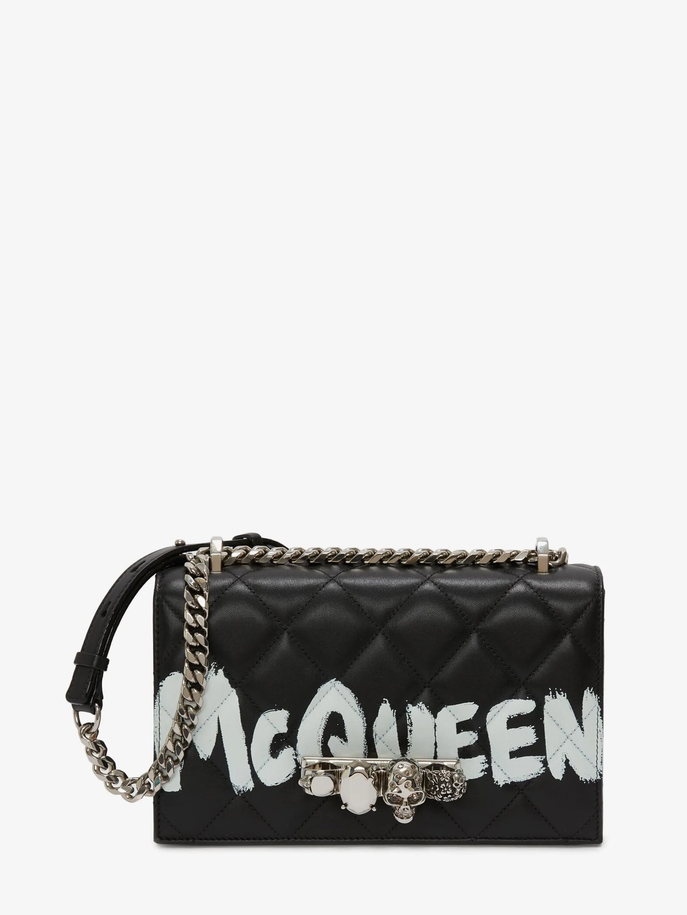 Store Alexander McQueen Women's Jewelled Satchel in Black/White