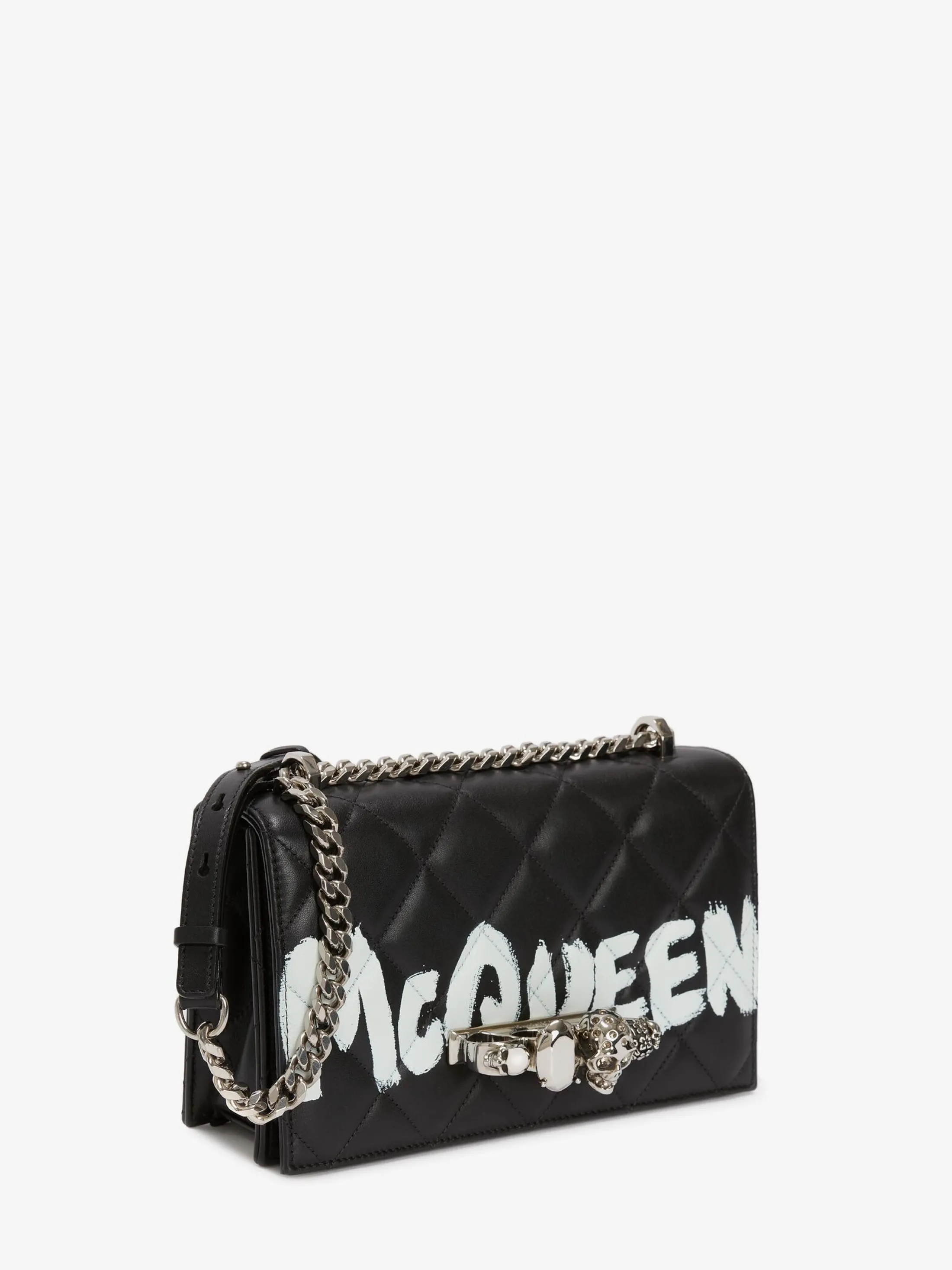 Store Alexander McQueen Women's Jewelled Satchel in Black/White