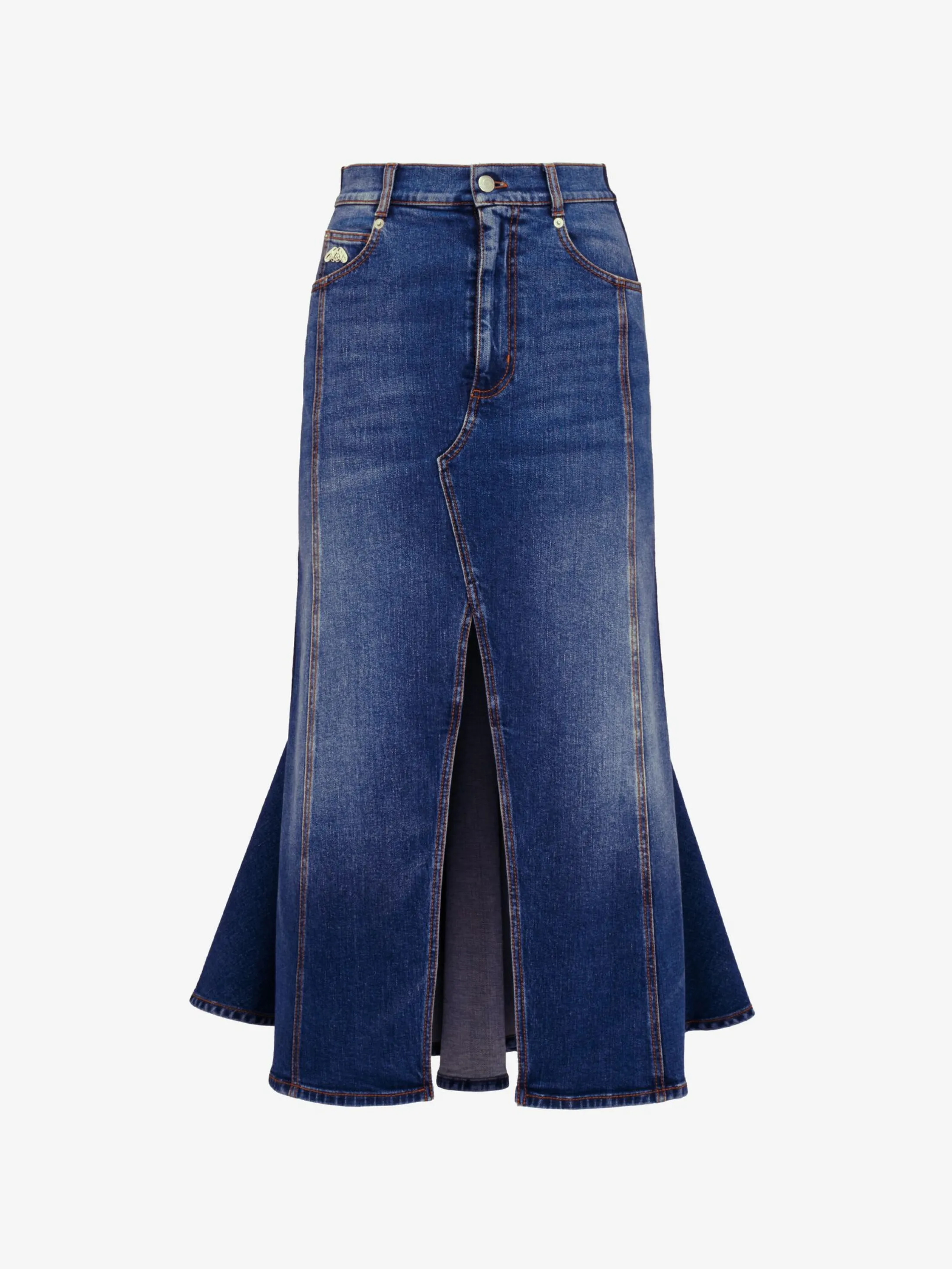 Shop Alexander McQueen Women's Kickback Denim Skirt in Washed Blue