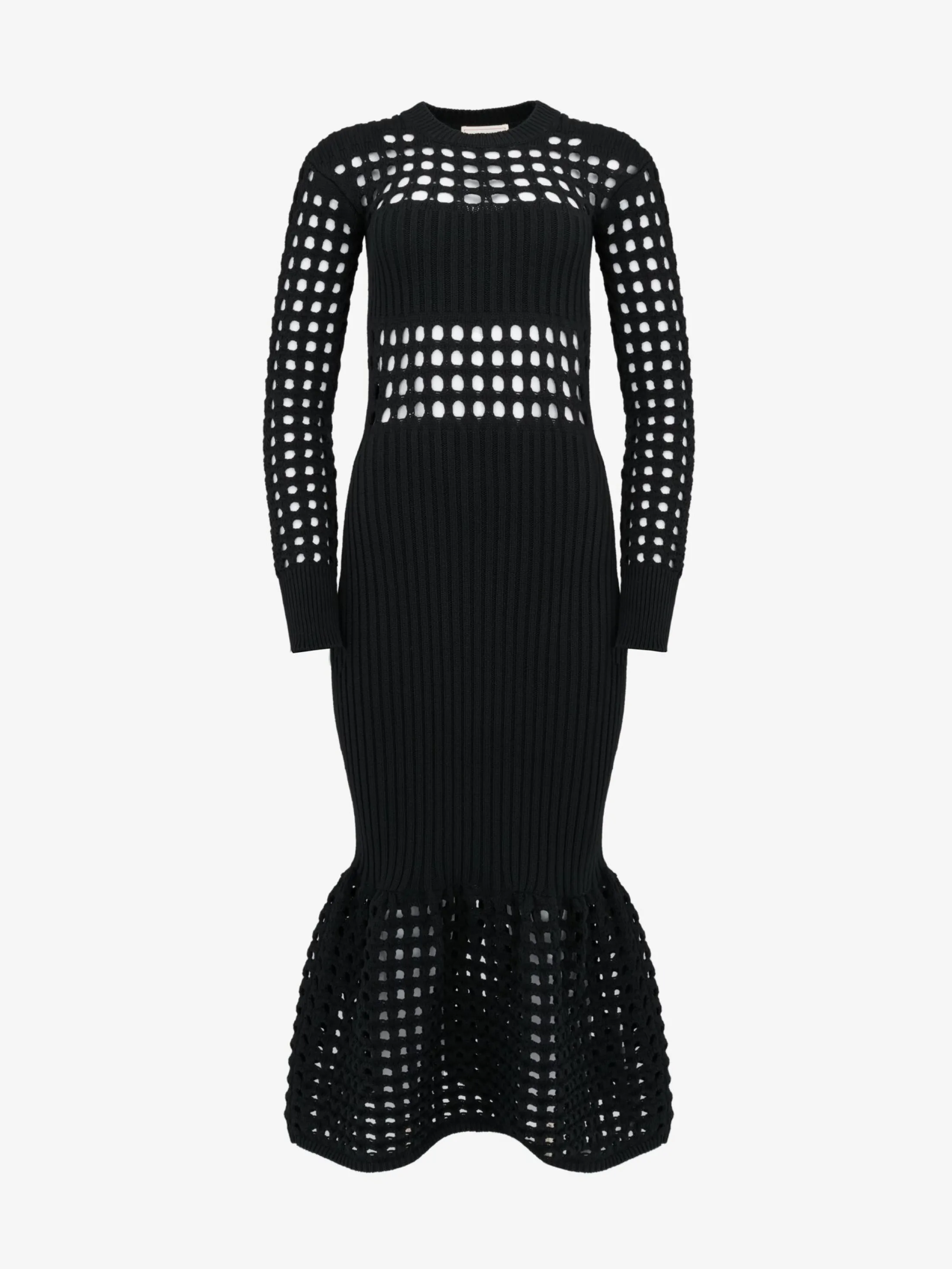 Cheap Alexander McQueen Women's Knitted Mesh Midi Dress in Black