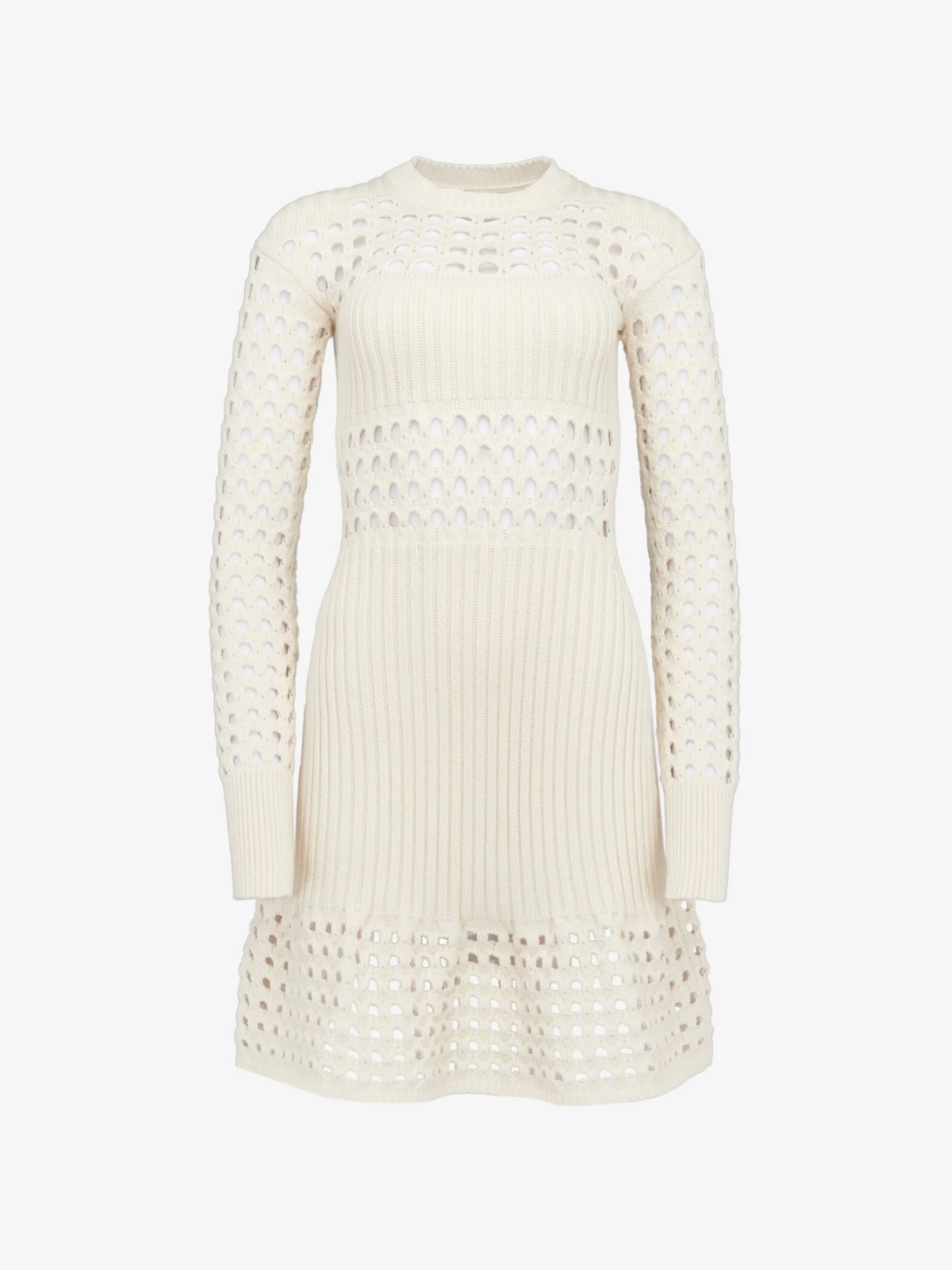 Flash Sale Alexander McQueen Women's Knitted Mesh Mini Dress in Ivory