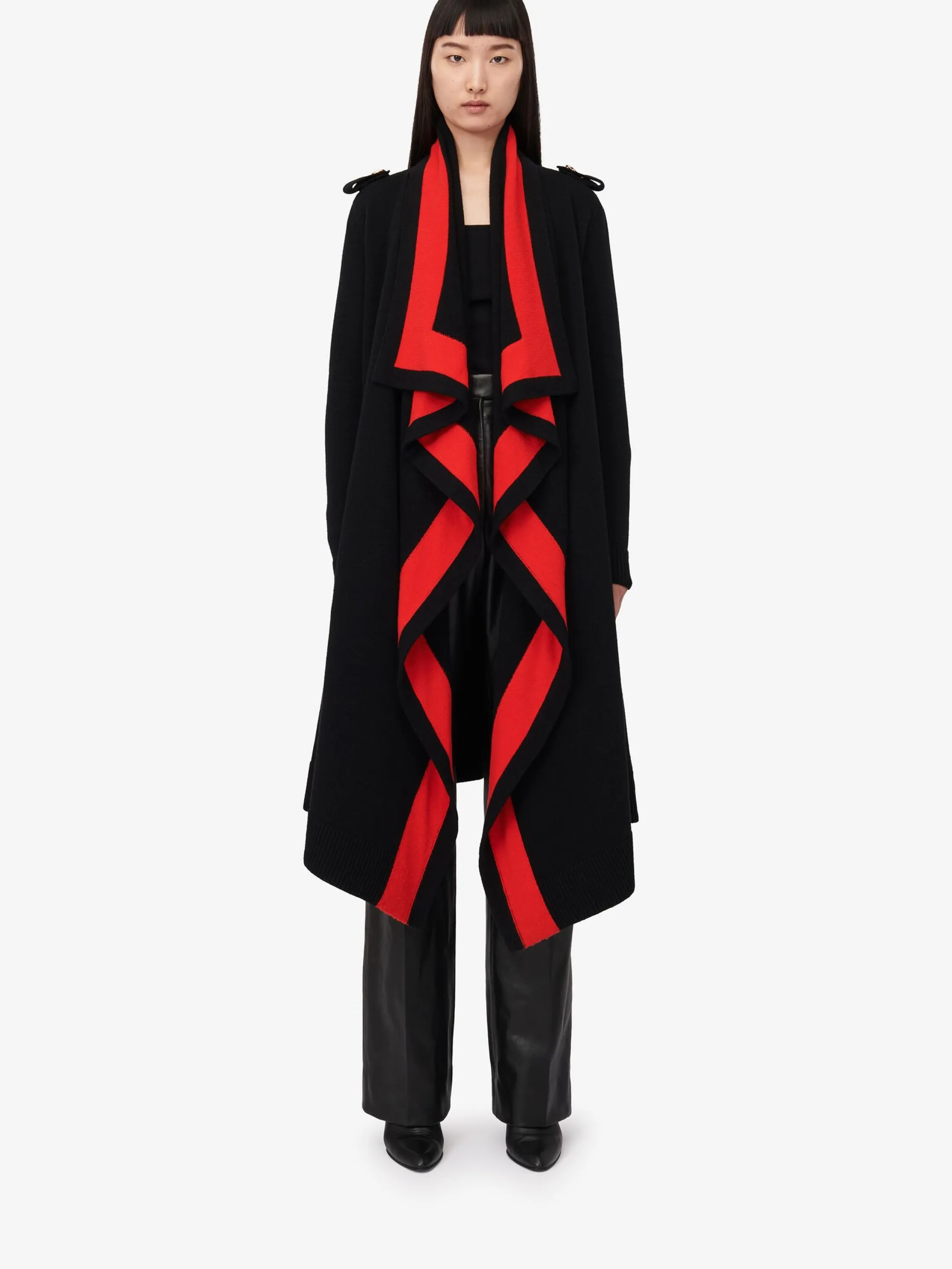 New Alexander McQueen Women's Knitted Outerwear Cardigan in Black/Red