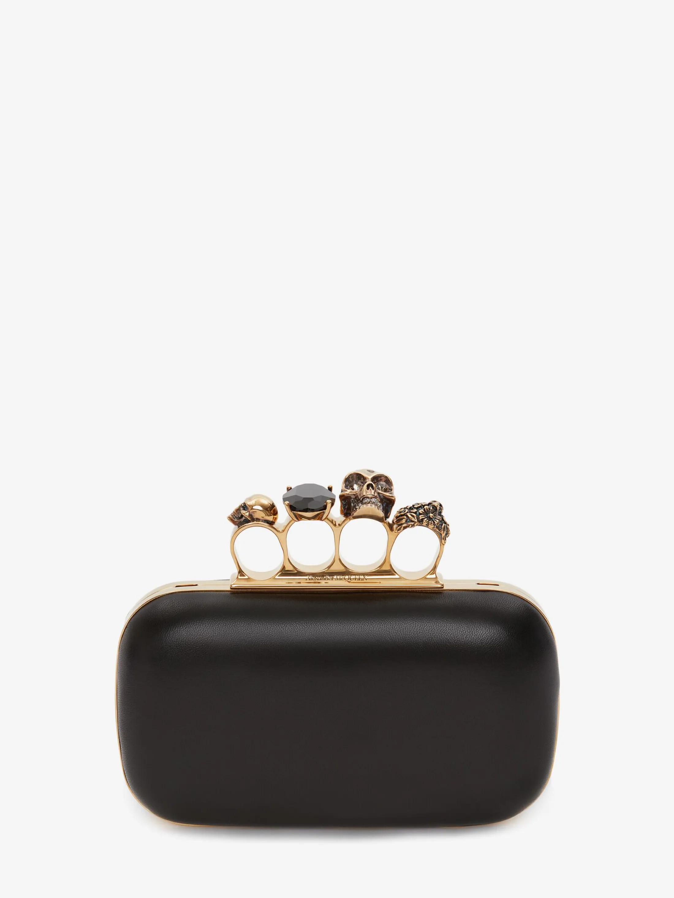 Store Alexander McQueen Women's Knuckle Clutch With Chain in BLACK