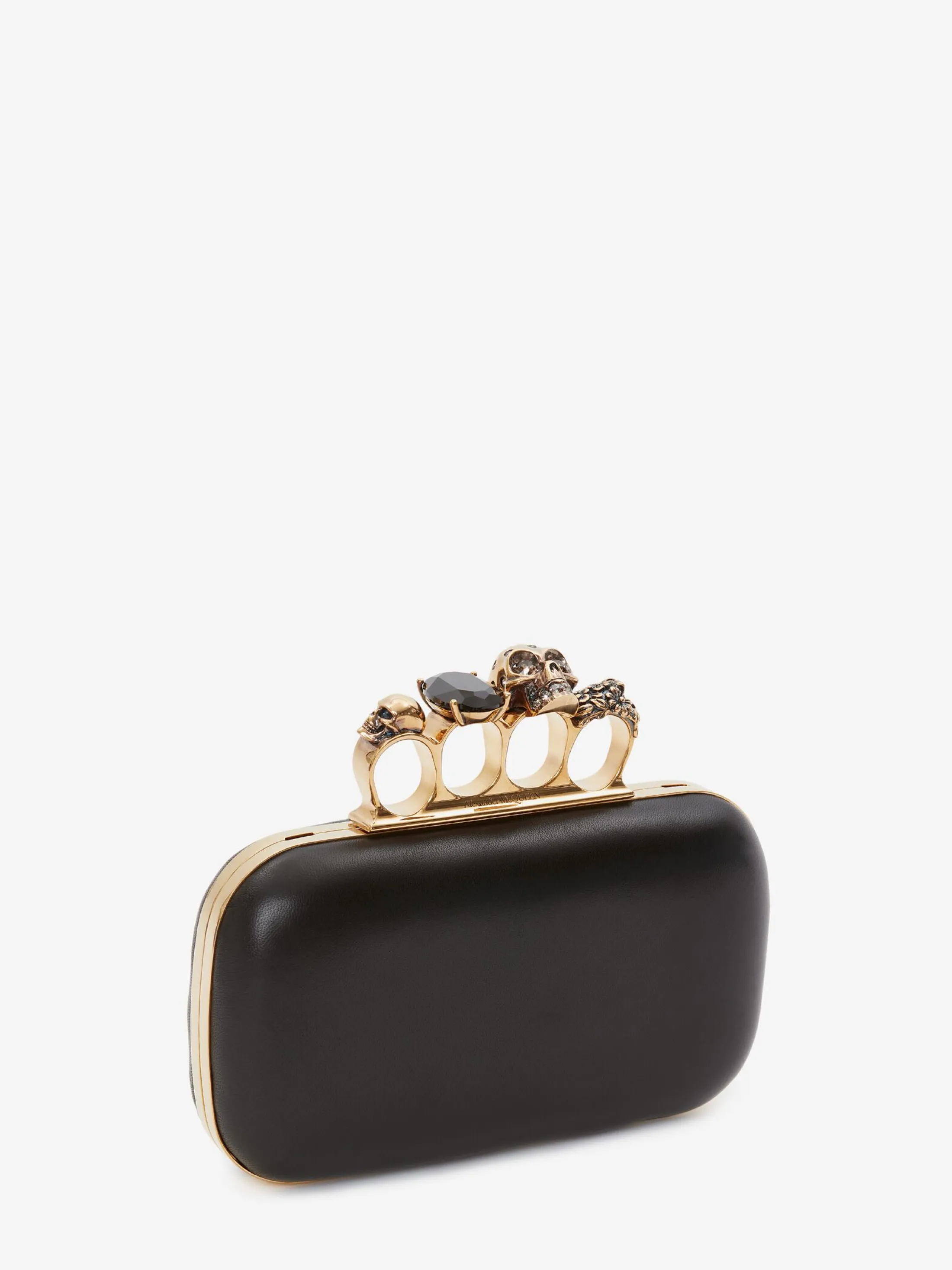 Store Alexander McQueen Women's Knuckle Clutch With Chain in BLACK