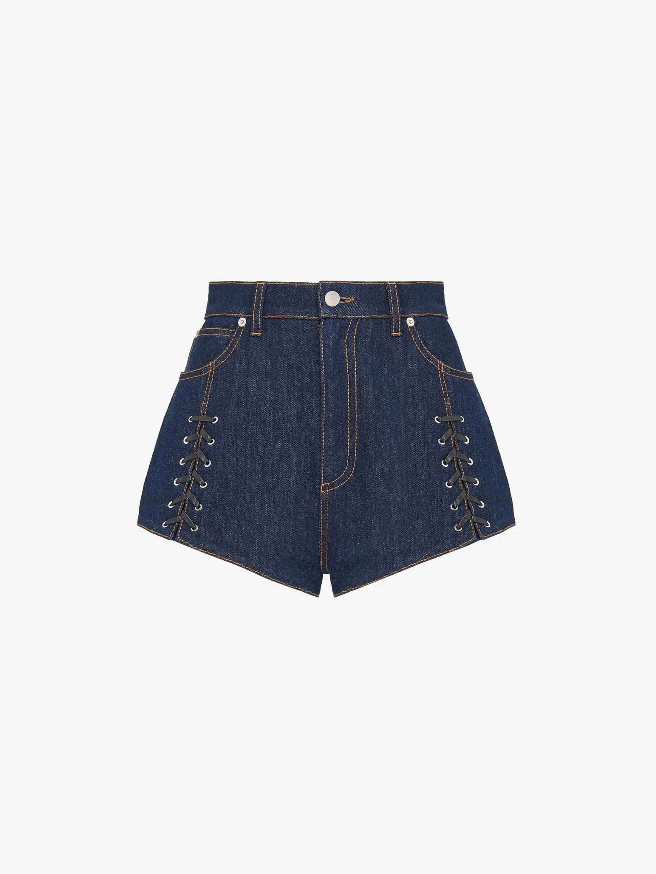 Store Alexander McQueen Women's Lace Detail Micro Shorts in Denim