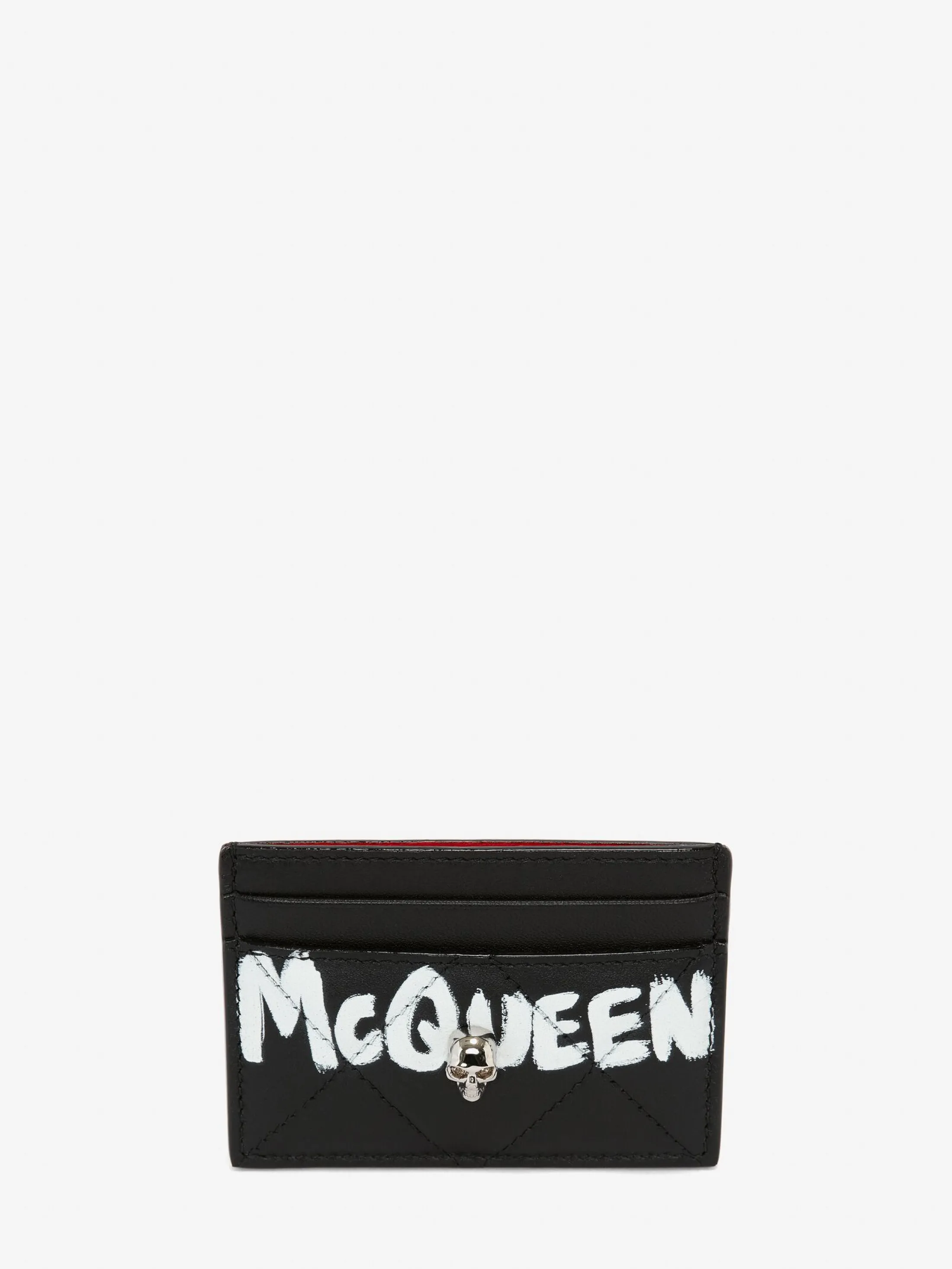 New Alexander McQueen Women's McQueen Graffiti Card Holder in Black/White