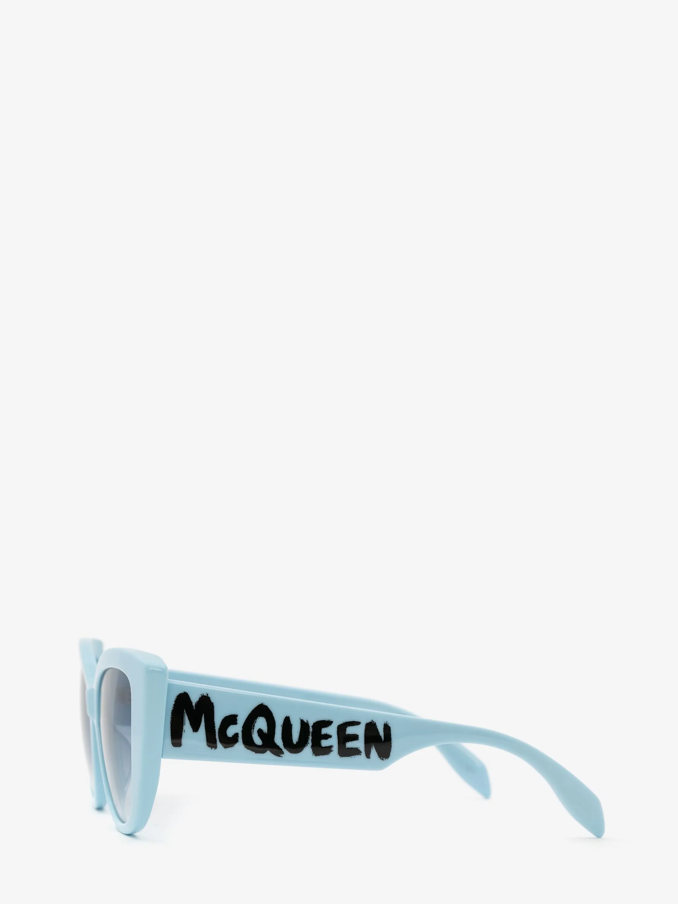 New Alexander McQueen Women's McQueen Graffiti Cat-eye Sunglasses in Light Blue