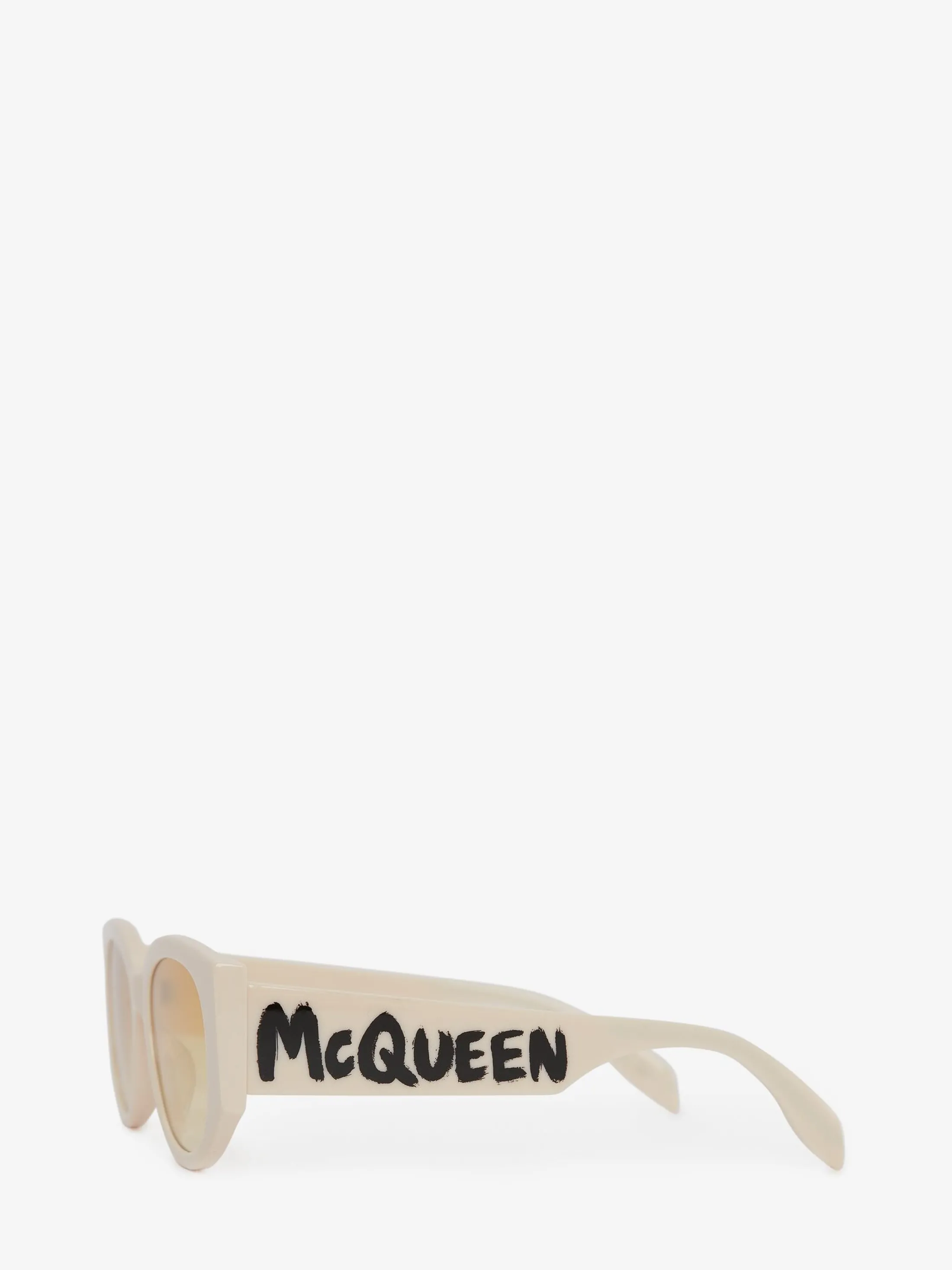 Clearance Alexander McQueen Women's McQueen Graffiti Oval Sunglasses in White/Yellow