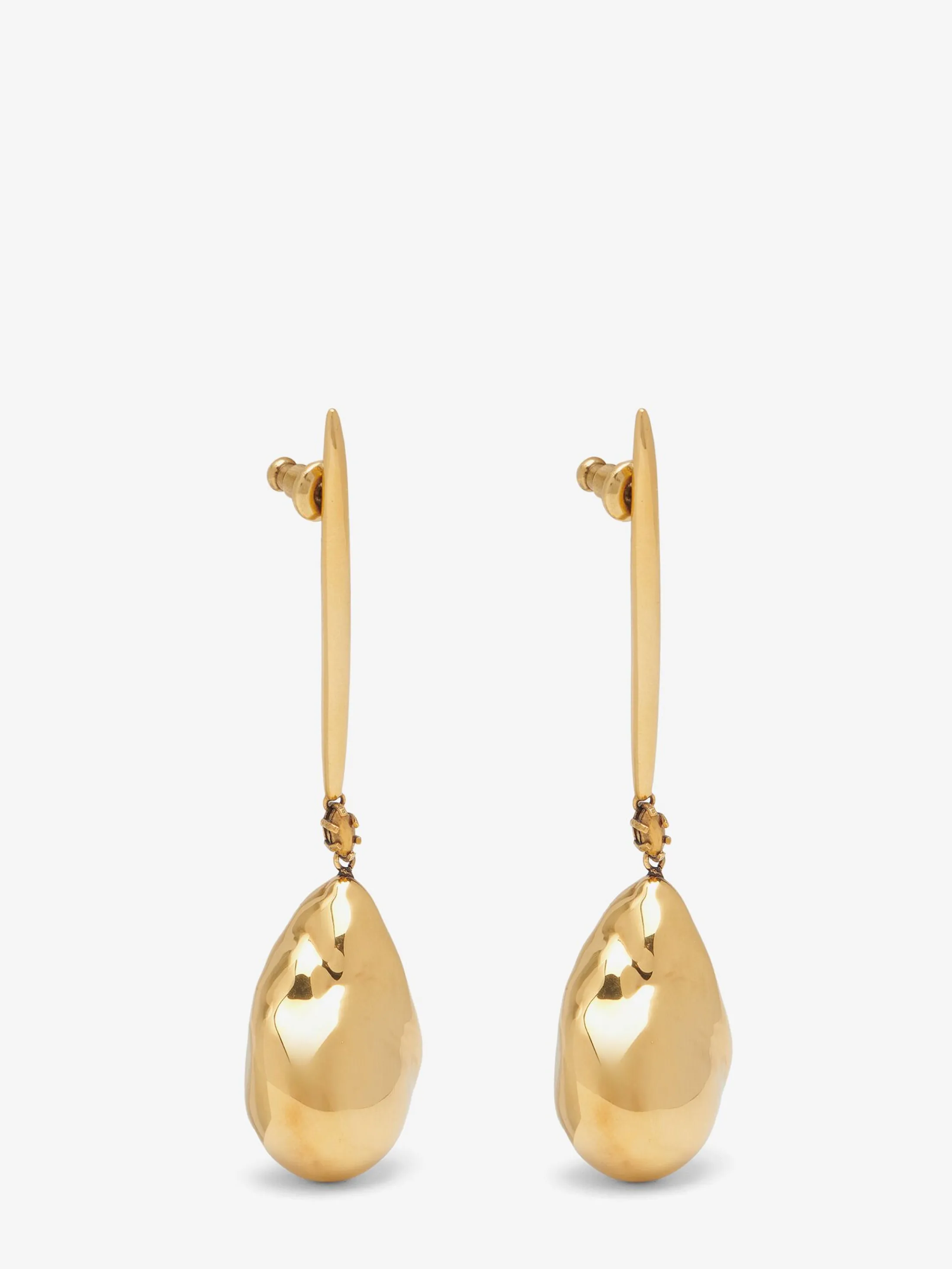 Hot Alexander McQueen Women's Metal Pearl Stick Earrings in Antique Gold