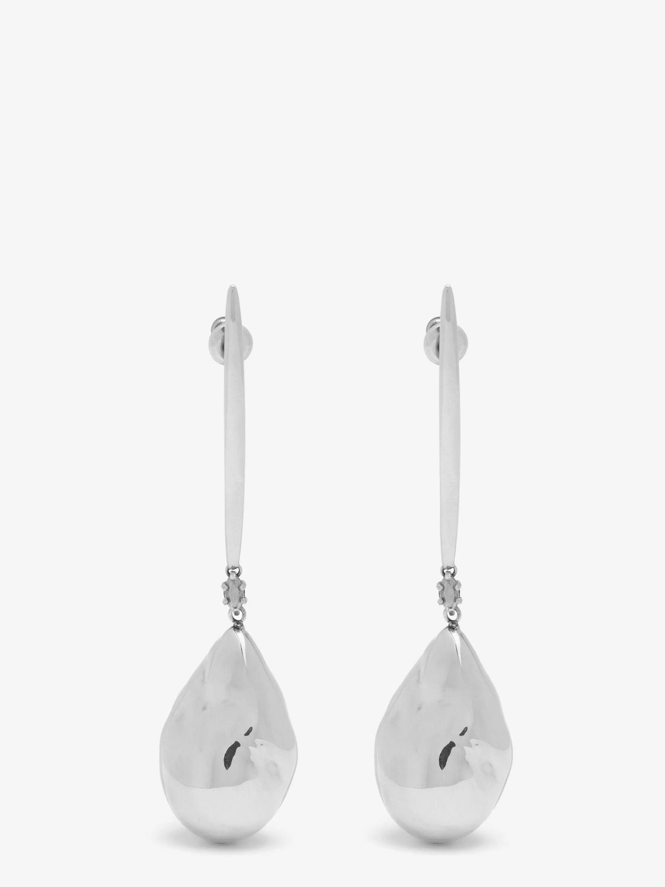 Fashion Alexander McQueen Women's Metal Pearl Stick Earrings in Antique Silver