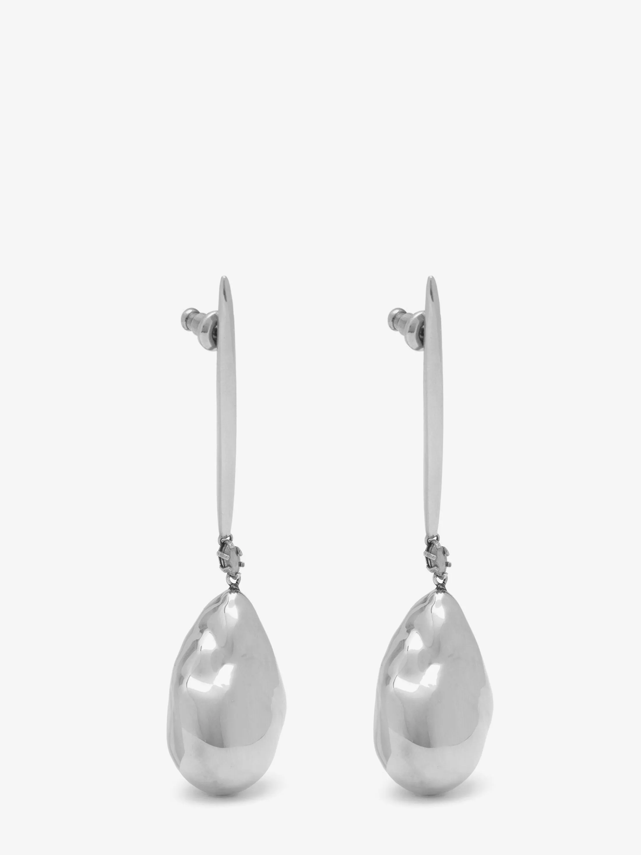 Fashion Alexander McQueen Women's Metal Pearl Stick Earrings in Antique Silver