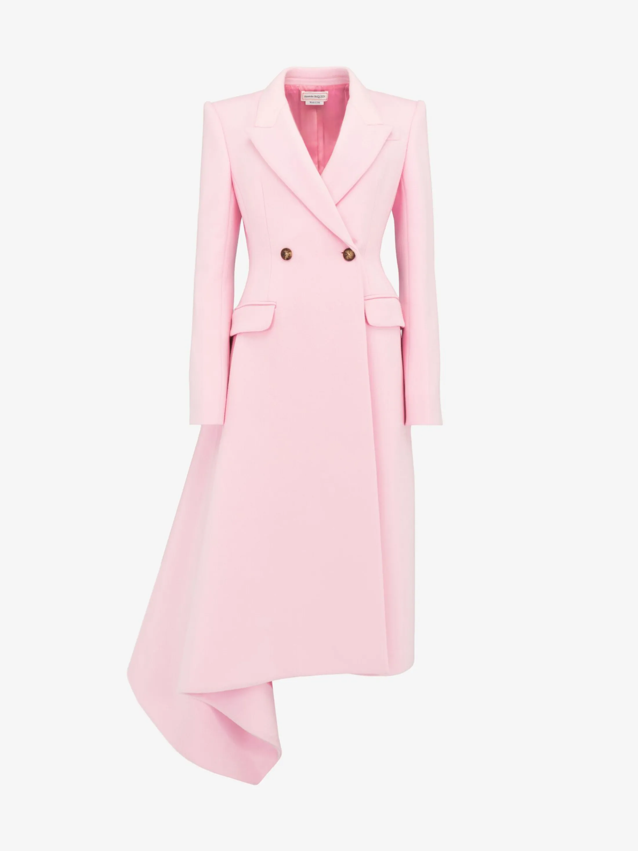 Shop Alexander McQueen Women's Midi Draped Coat in Pale Pink