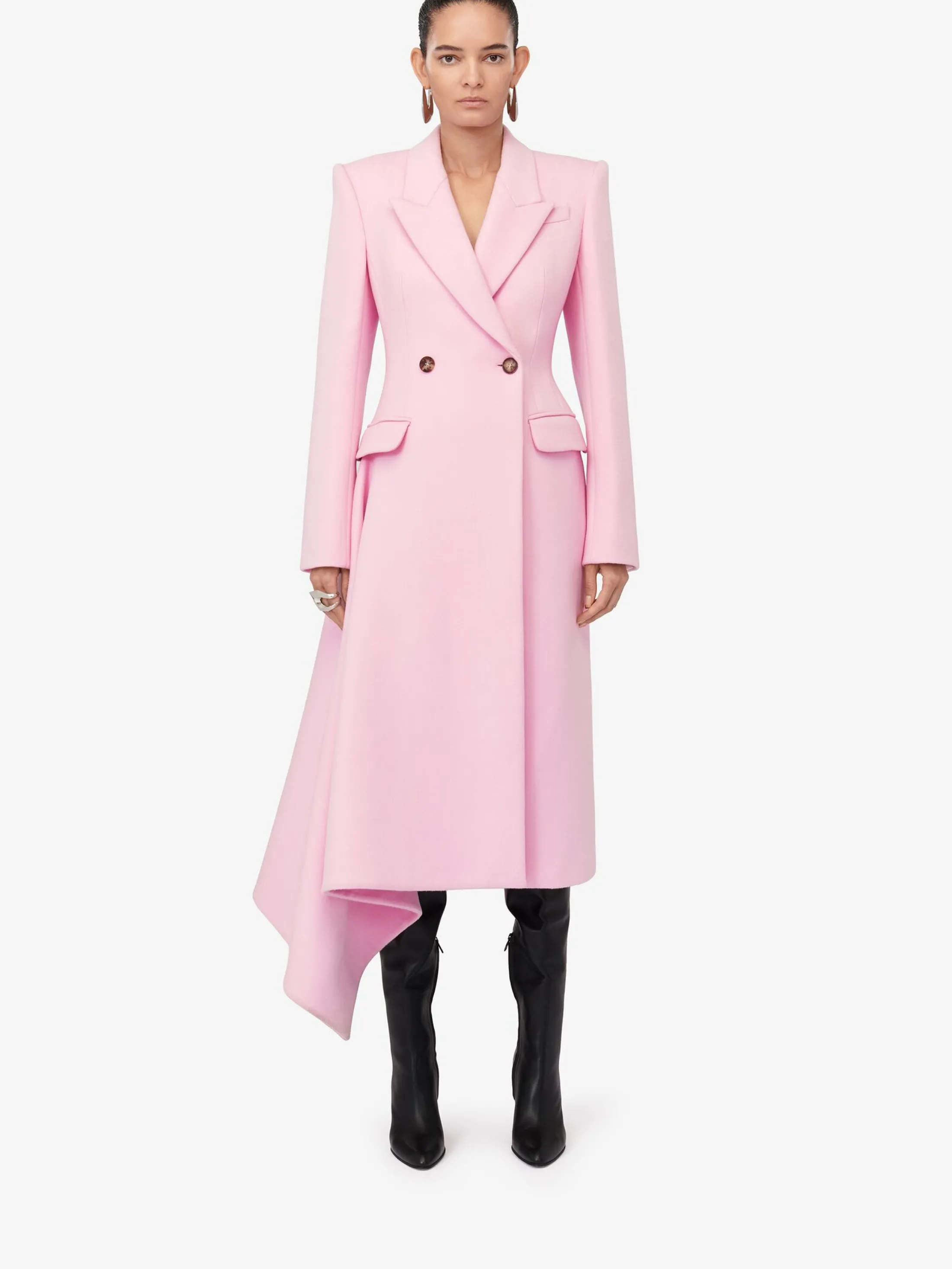 Shop Alexander McQueen Women's Midi Draped Coat in Pale Pink