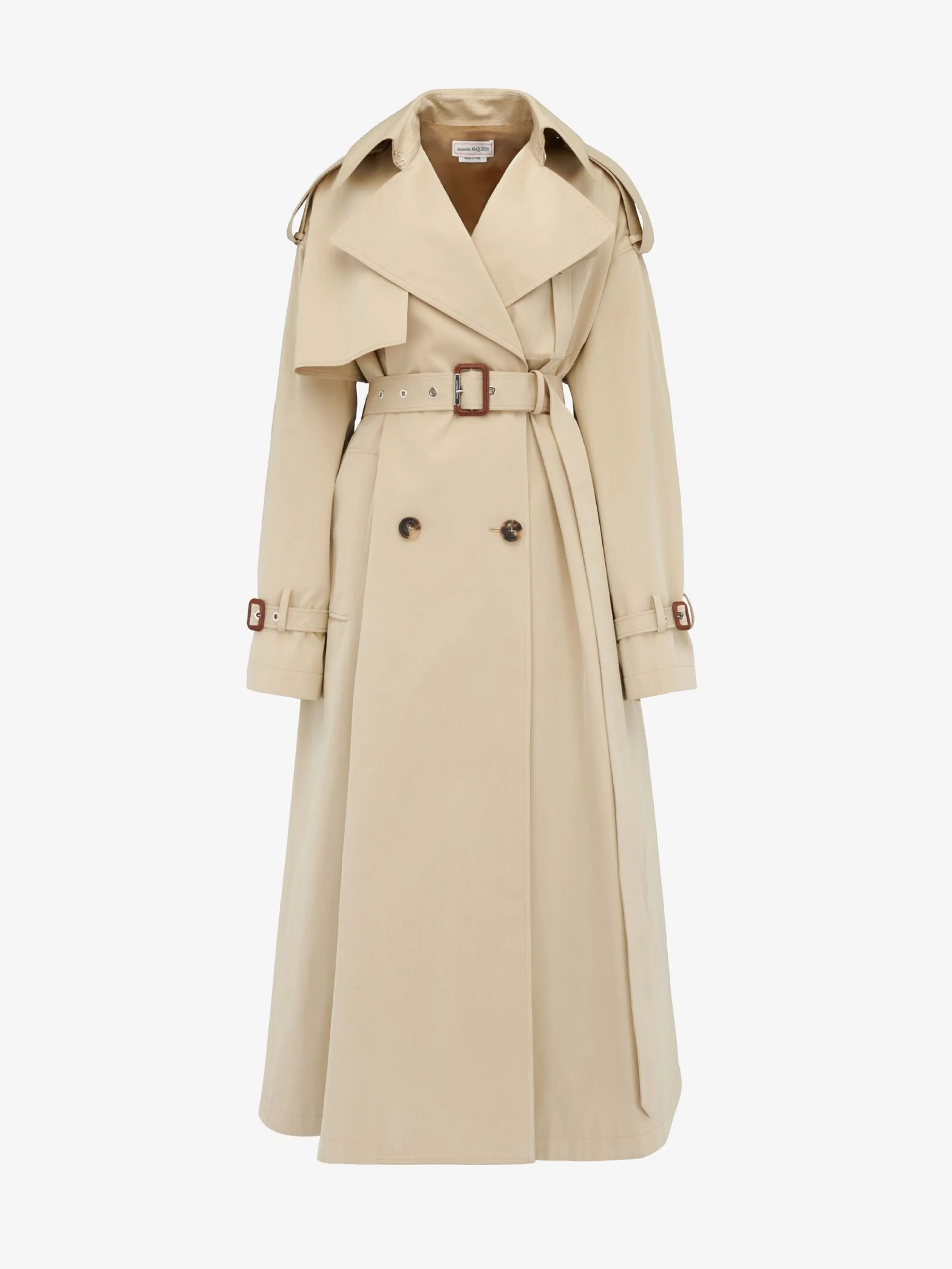 Cheap Alexander McQueen Women's Military Trench Coat in Pale Beige