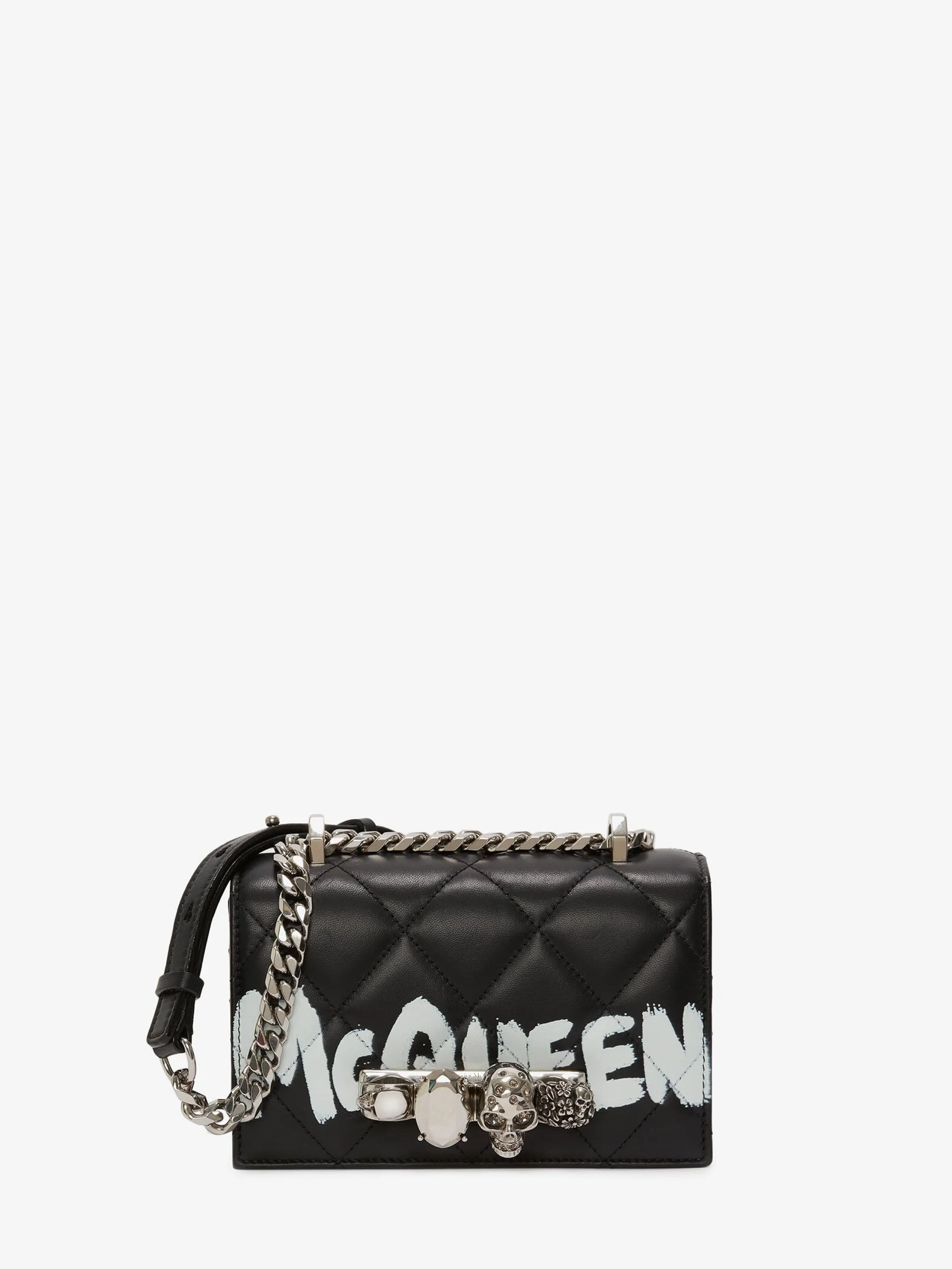 Shop Alexander McQueen Women's Mini Jewelled Satchel in Black/White