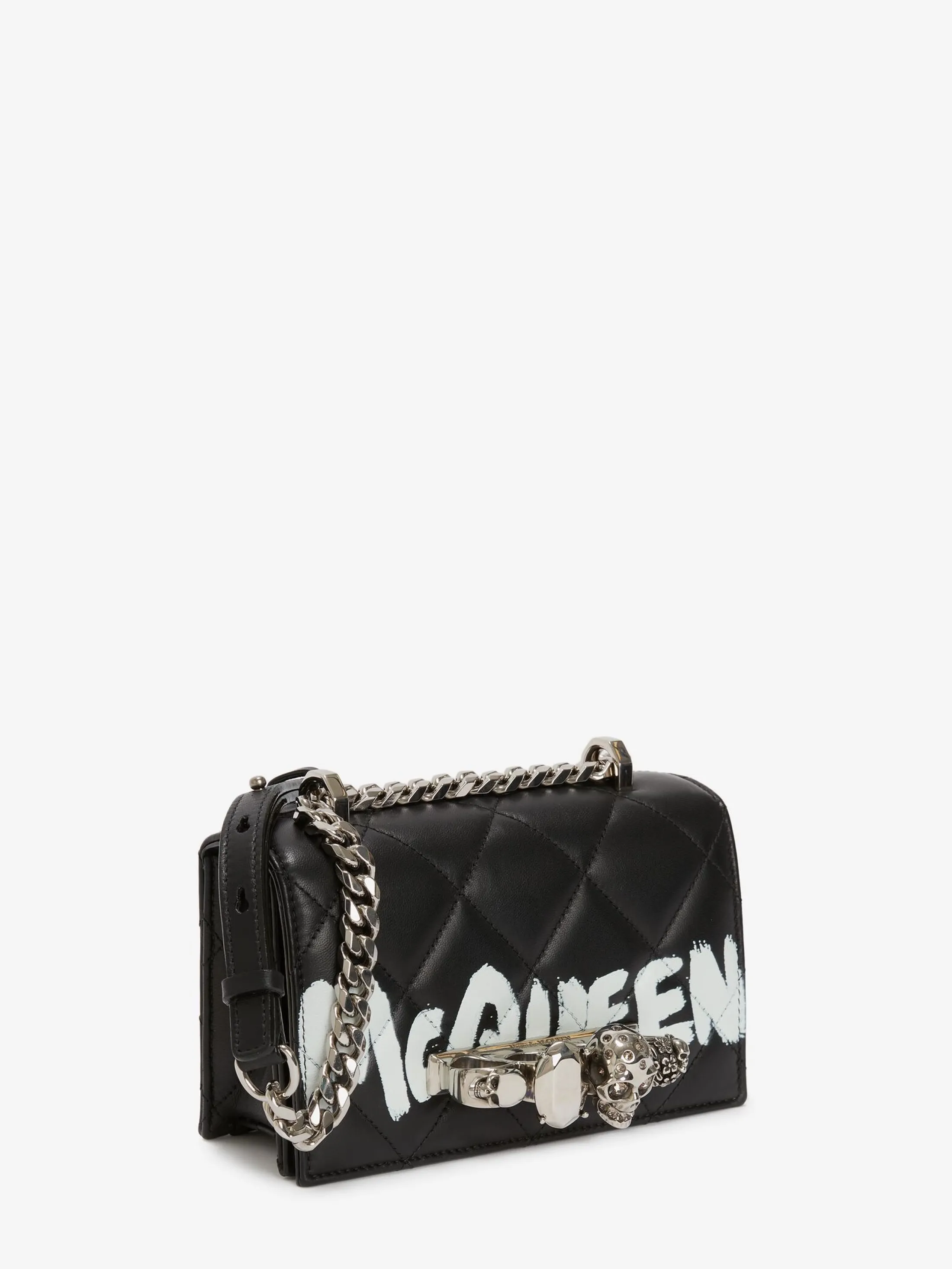 Shop Alexander McQueen Women's Mini Jewelled Satchel in Black/White