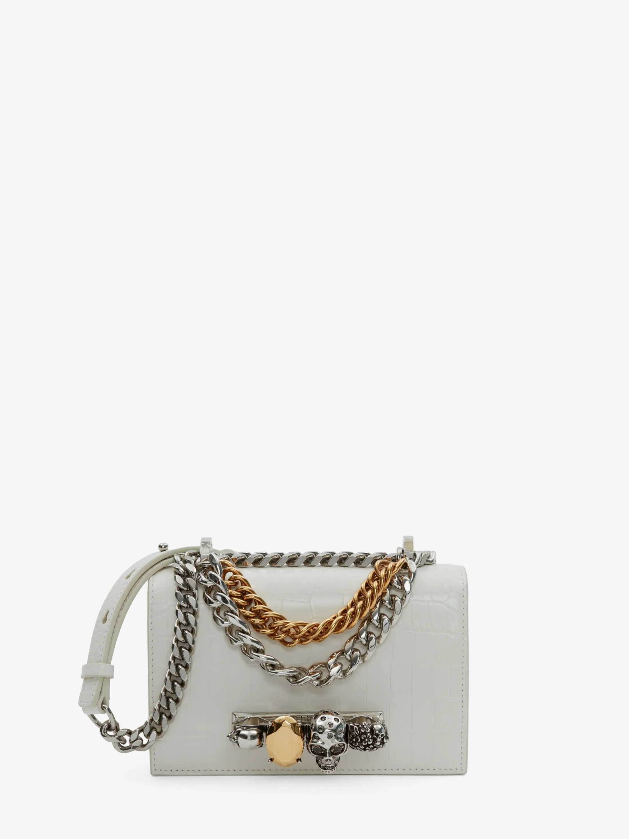 Hot Alexander McQueen Women's Mini Jewelled Satchel With Chain in Ivory