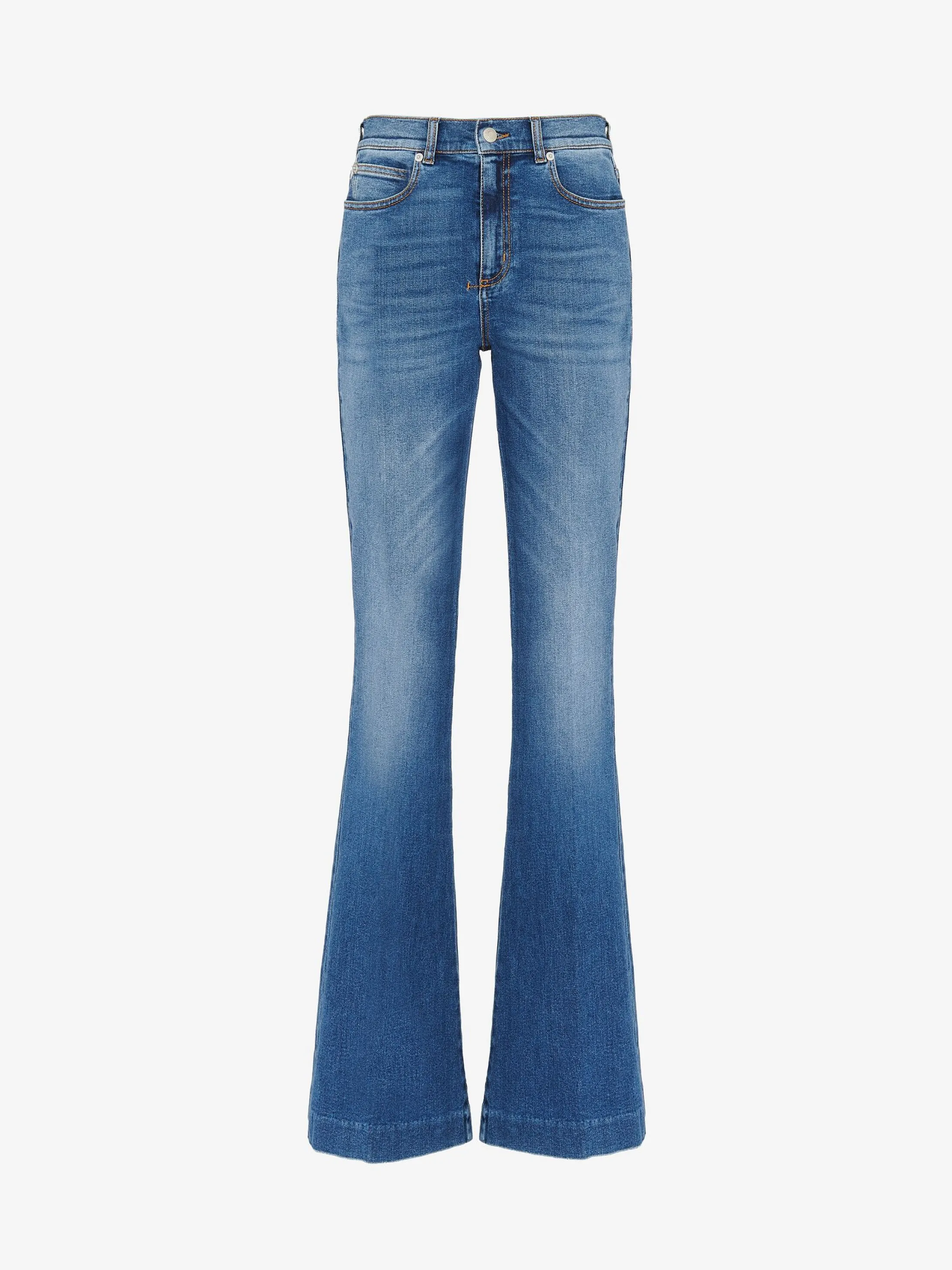 New Alexander McQueen Women's Narrow Bootcut Denim Trouser in Washed Blue