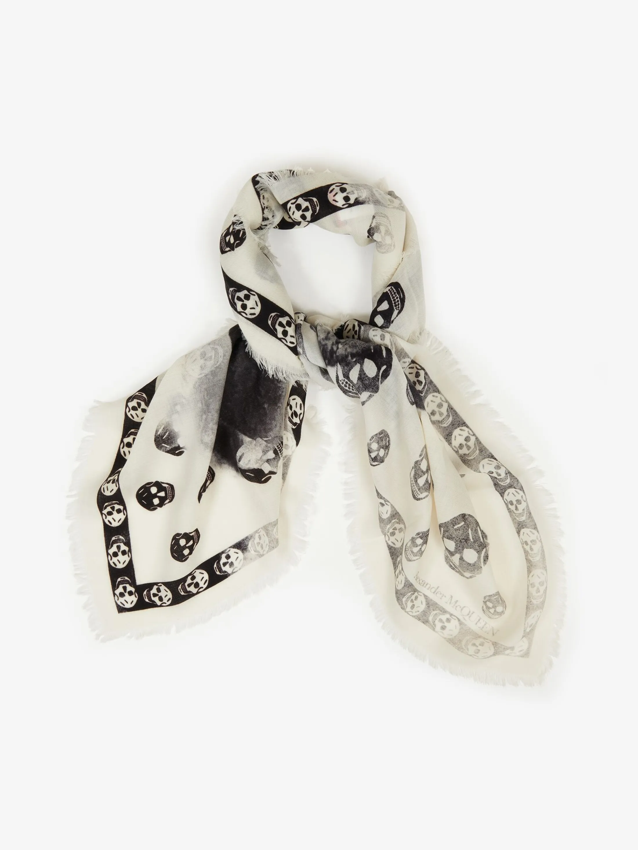 Best Alexander McQueen Women's Orchid Classic Skull Foulard in Ivory/Black