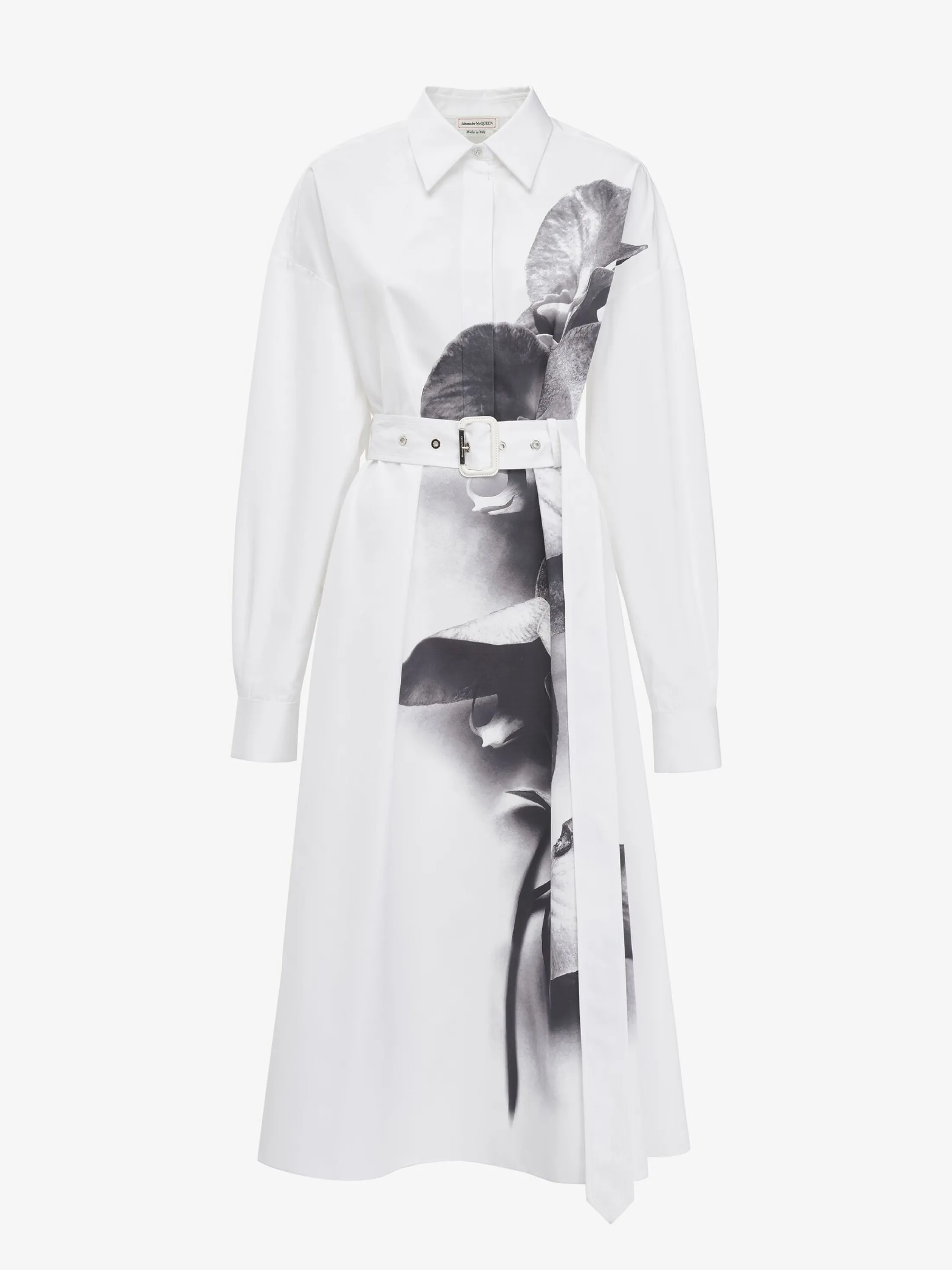 New Alexander McQueen Women's Orchid Shirt Dress in White/Black