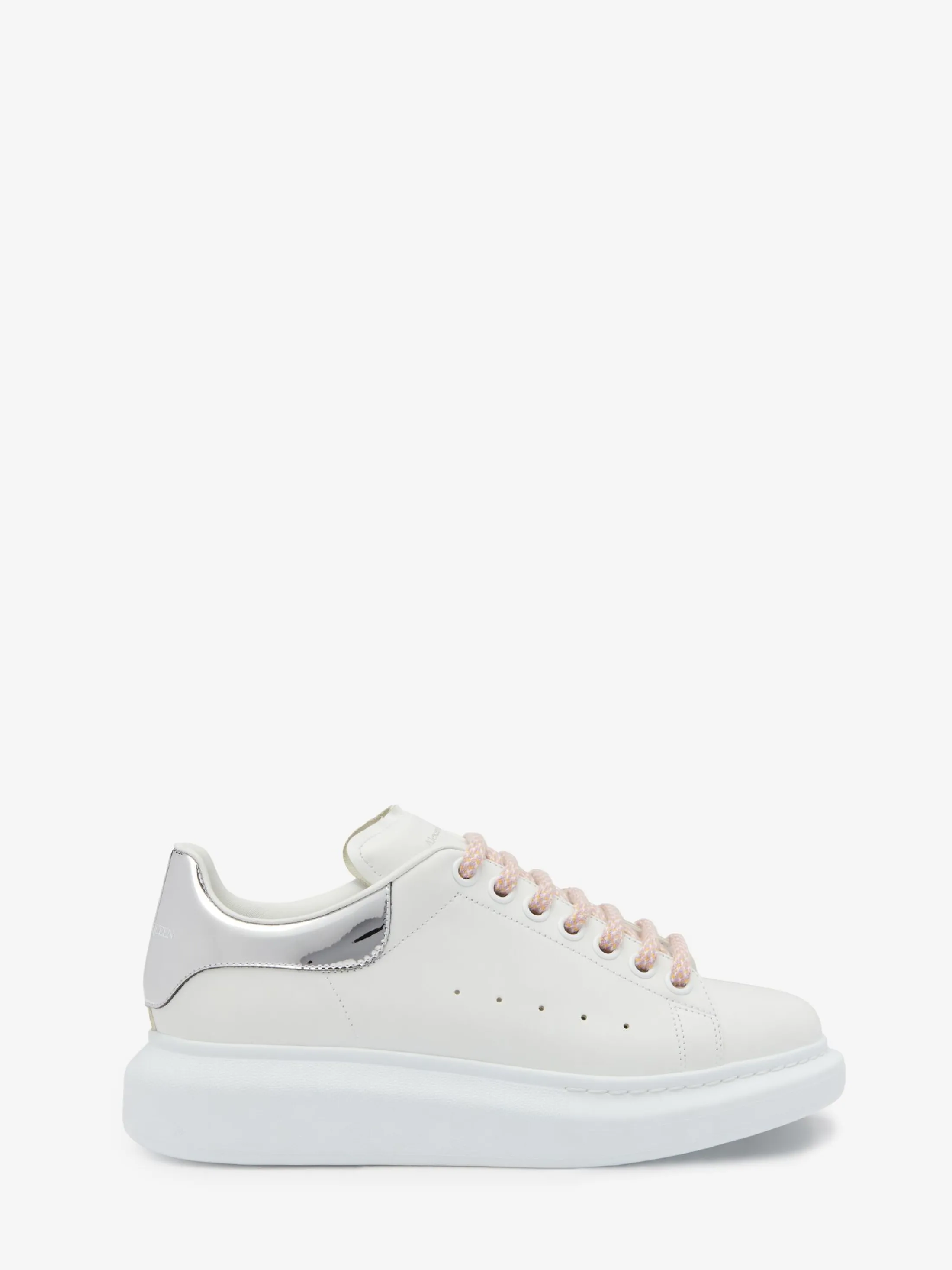 Shop Alexander McQueen Women's Oversized Sneaker in White/Silver