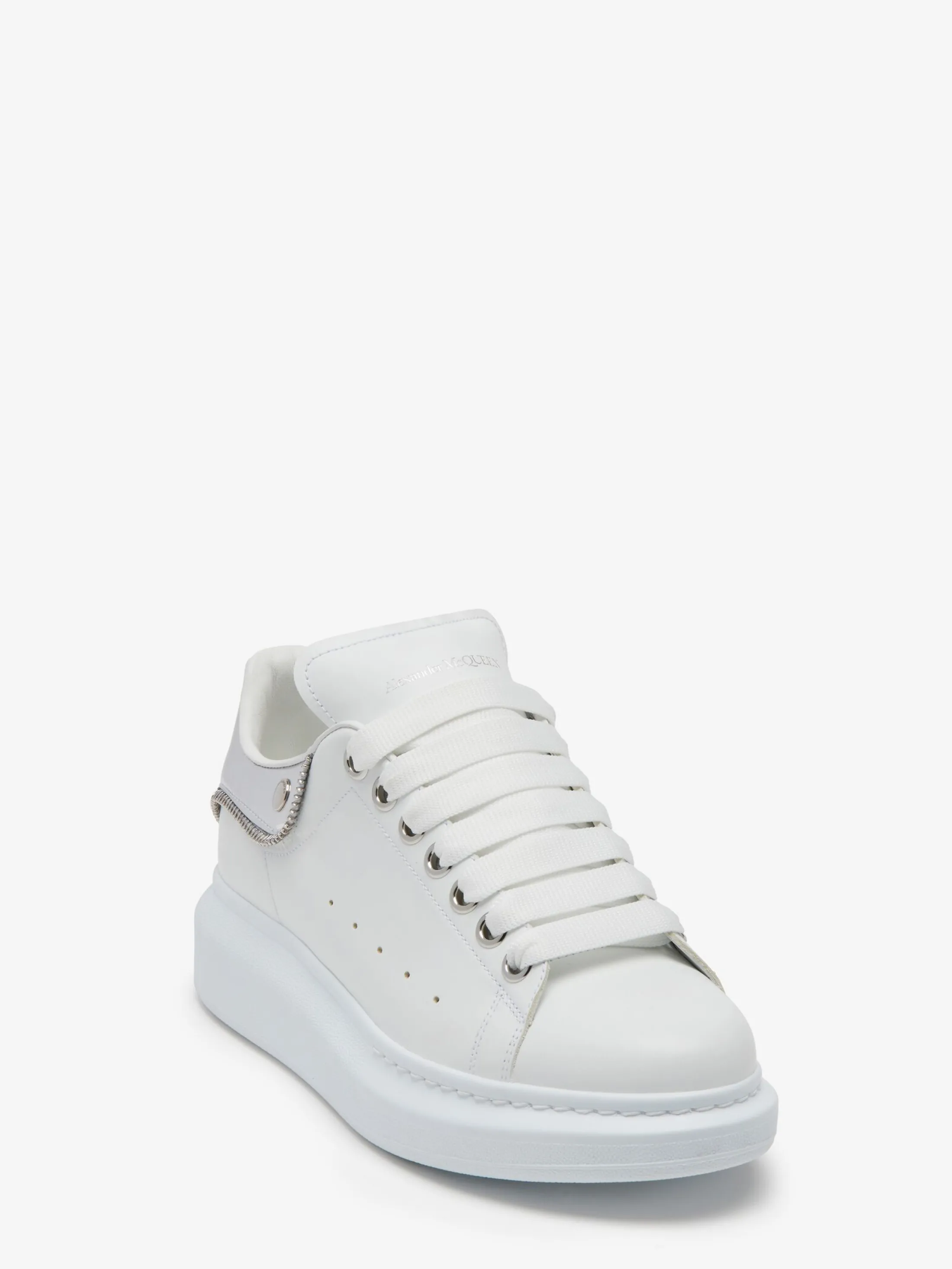 Outlet Alexander McQueen Women's Oversized Sneaker in White/Silver