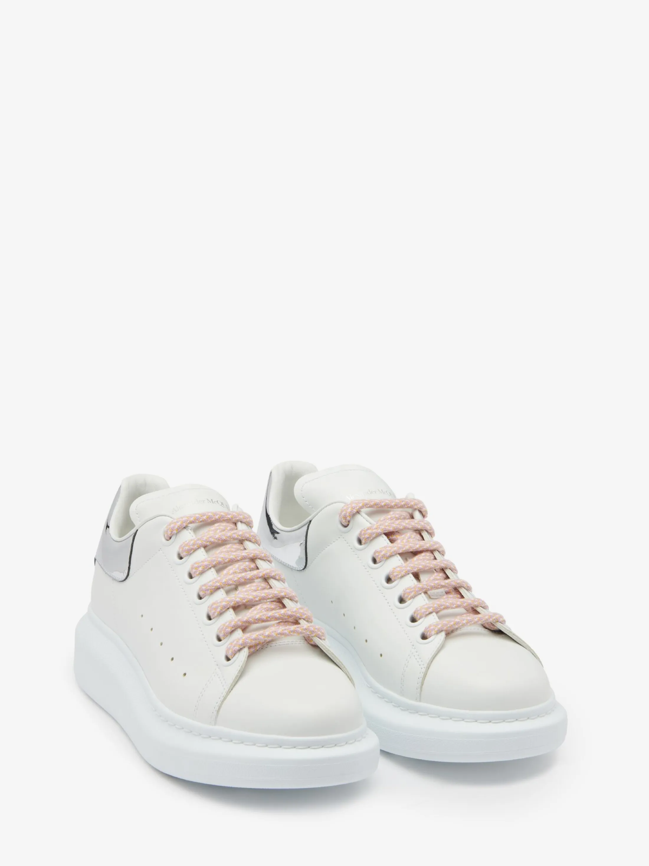 Shop Alexander McQueen Women's Oversized Sneaker in White/Silver