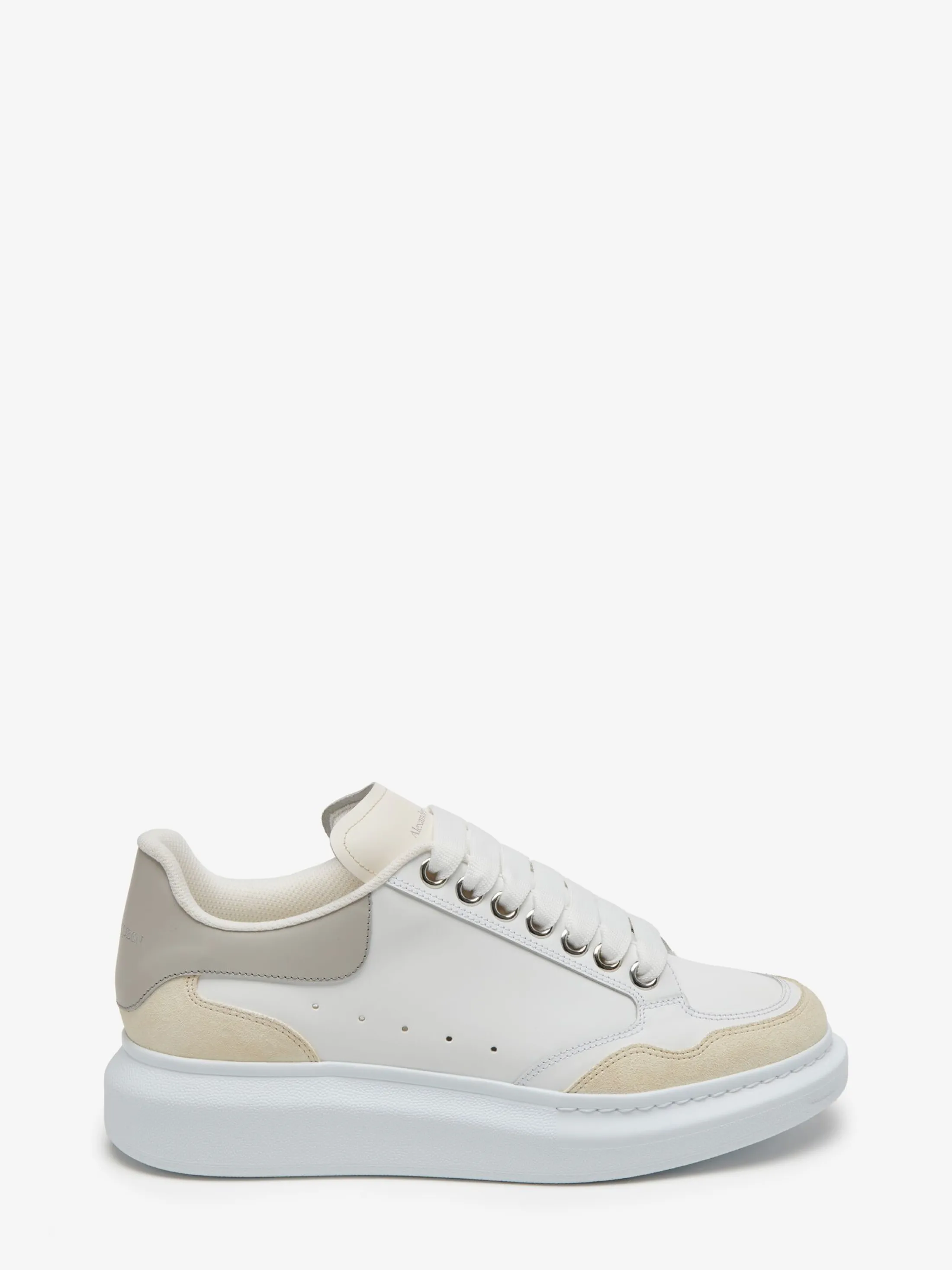 Best Alexander McQueen Women's Oversized Sneaker in White/Vanilla/Cement