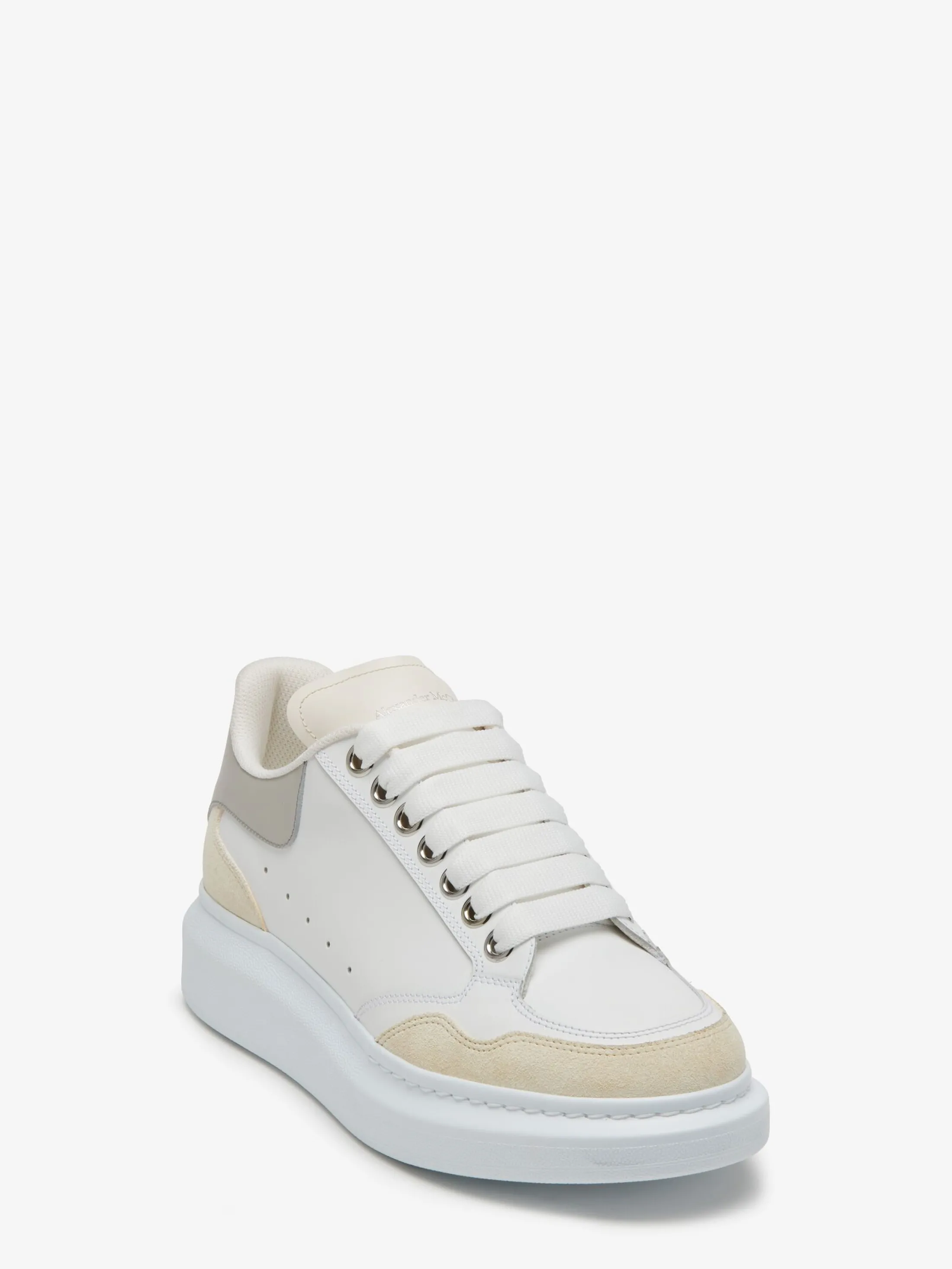 Best Alexander McQueen Women's Oversized Sneaker in White/Vanilla/Cement