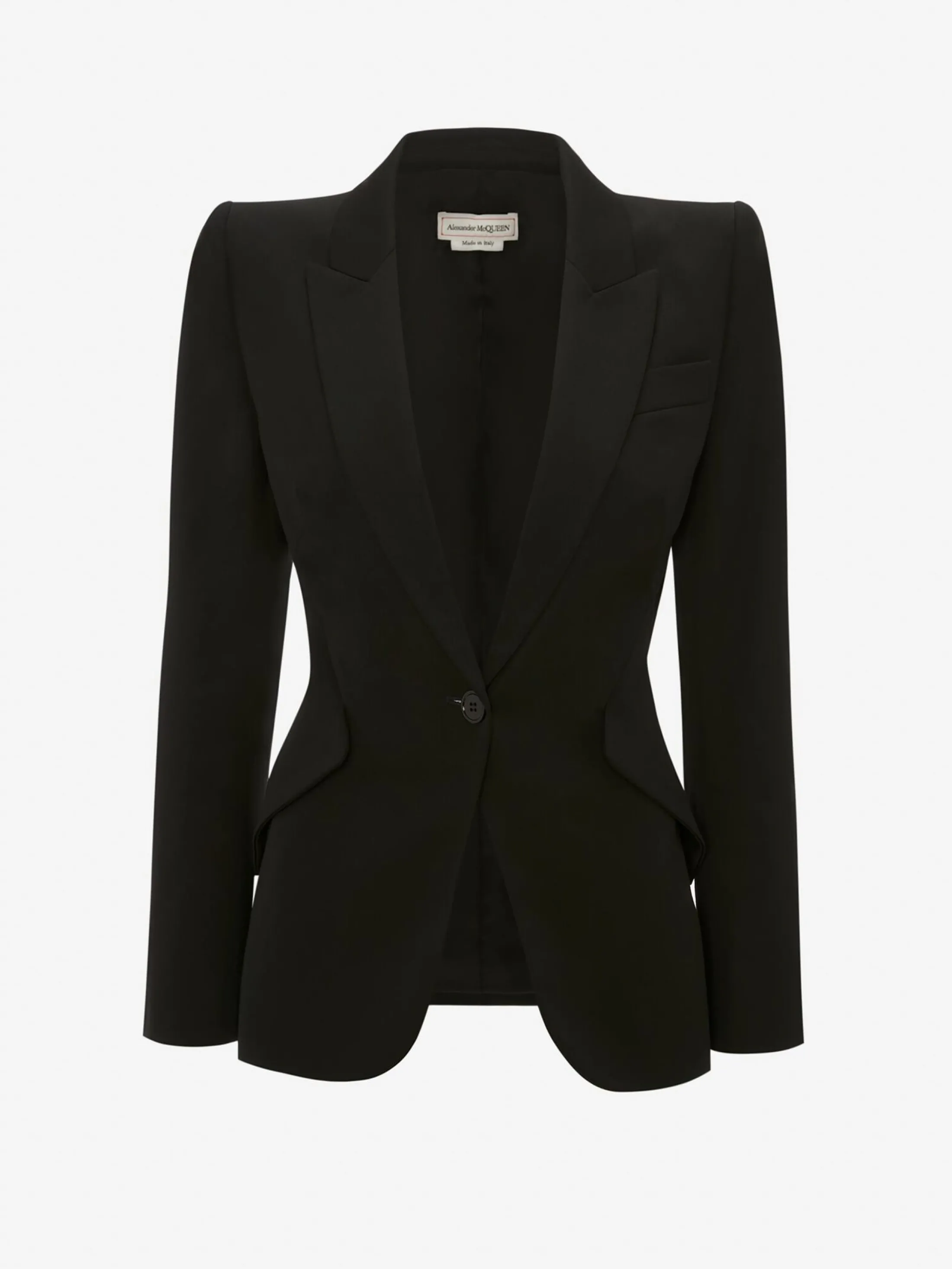 Store Alexander McQueen Women's Peak Shoulder Leaf Crepe Jacket in Black