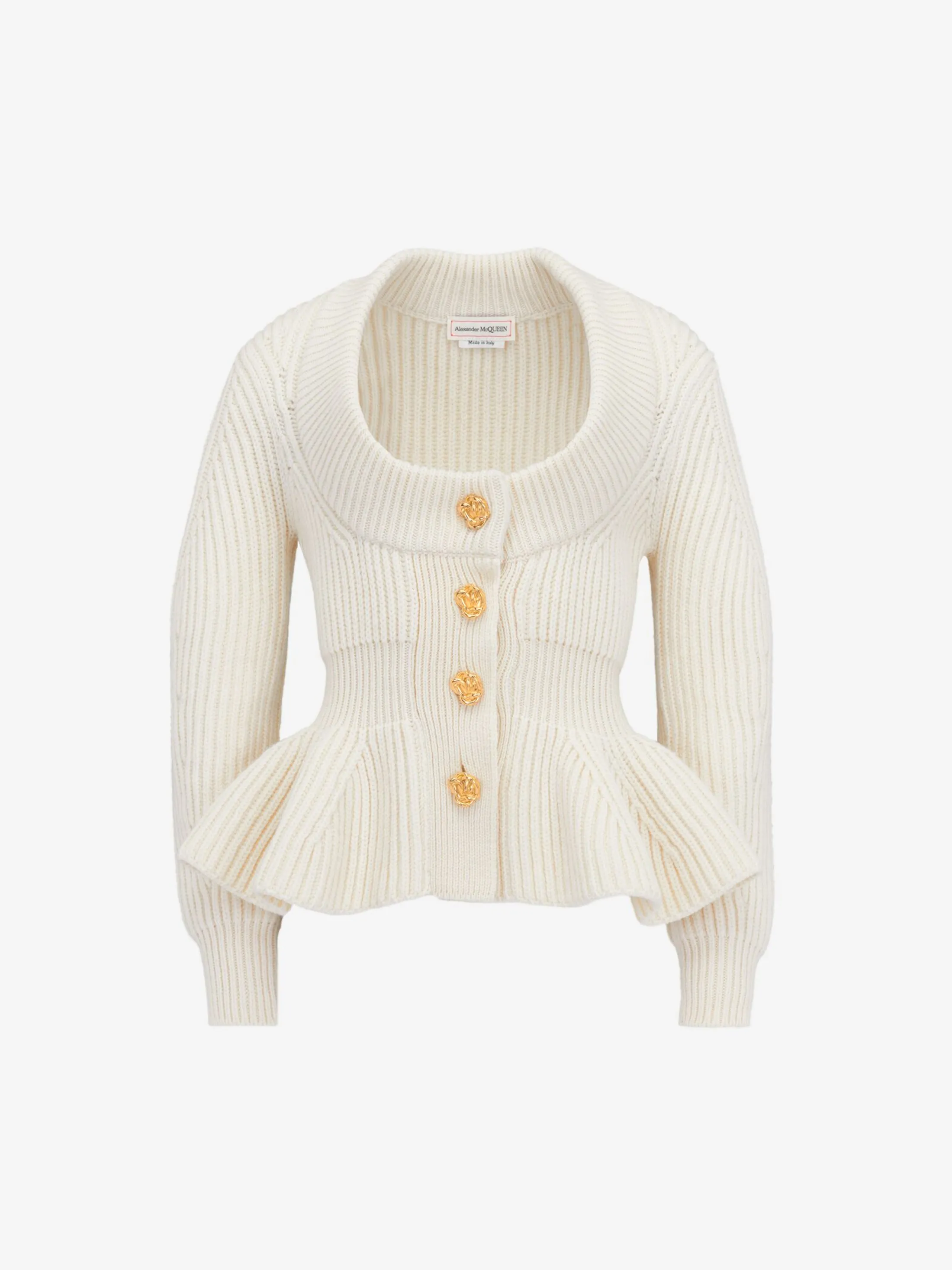 Cheap Alexander McQueen Women's Peplum Cardigan in Ivory