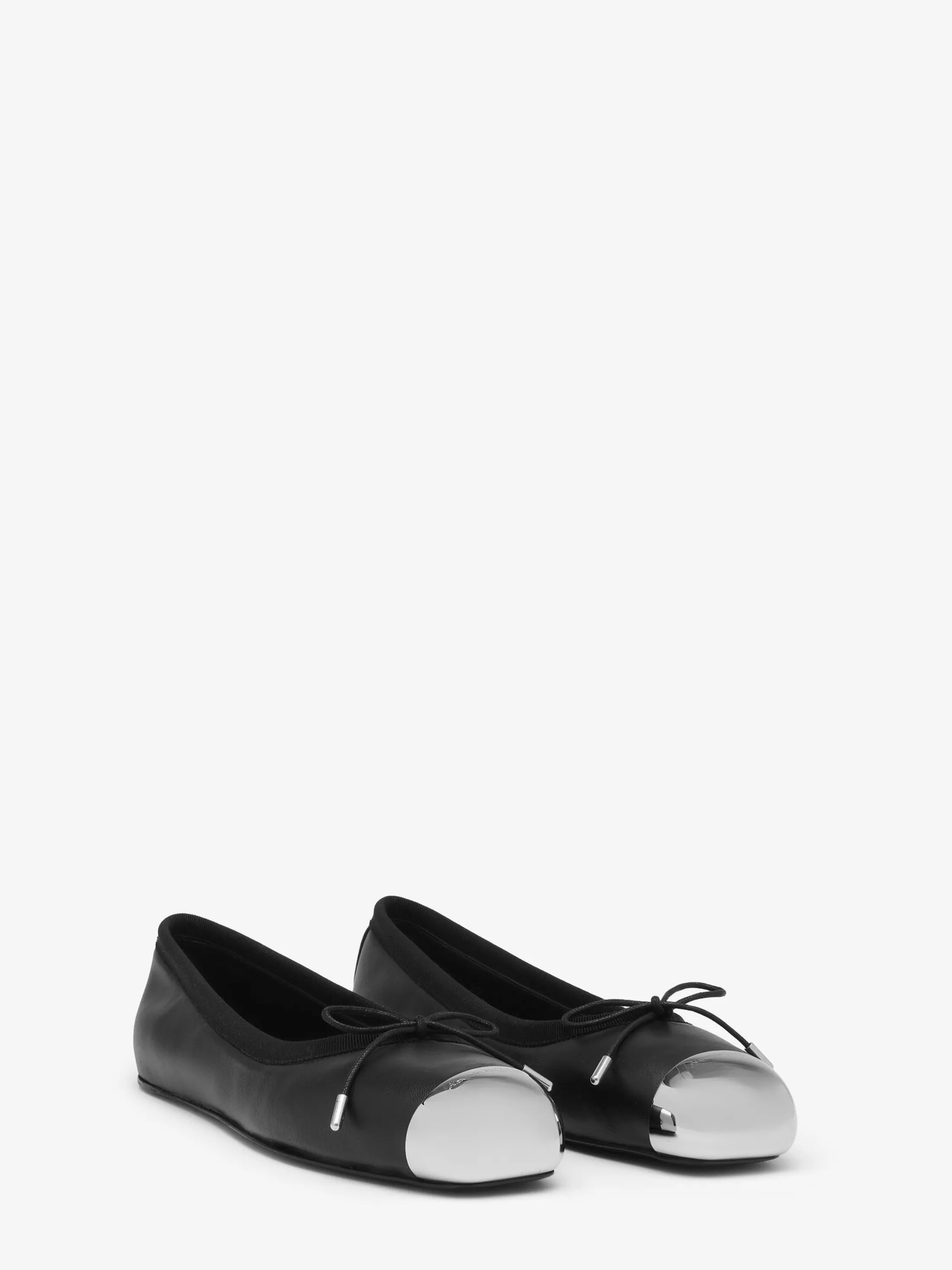 New Alexander McQueen Women's Punk Ballet Flat in Black/Silver