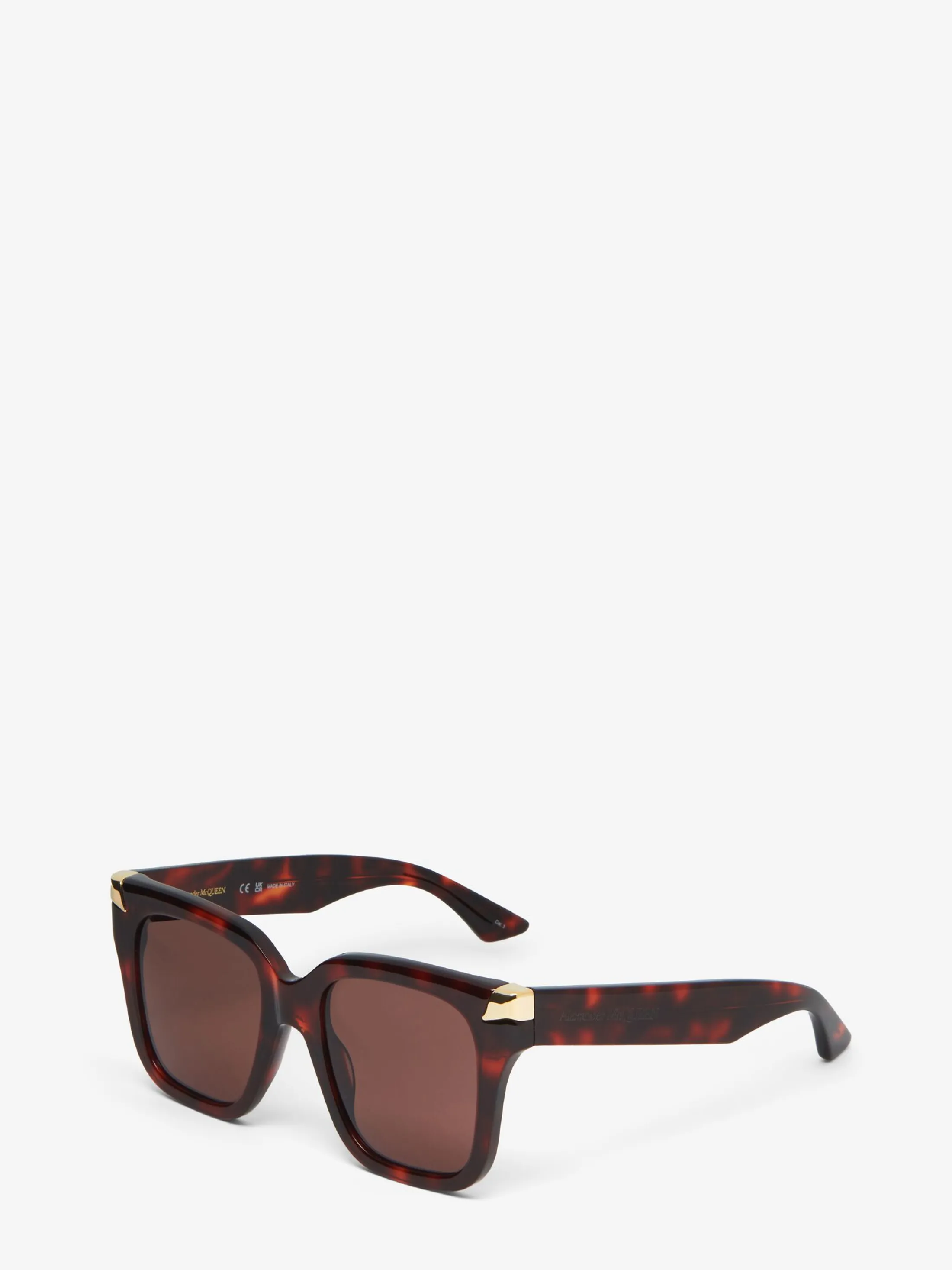 New Alexander McQueen Women's Punk Rivet Oversize Sunglasses in Havana