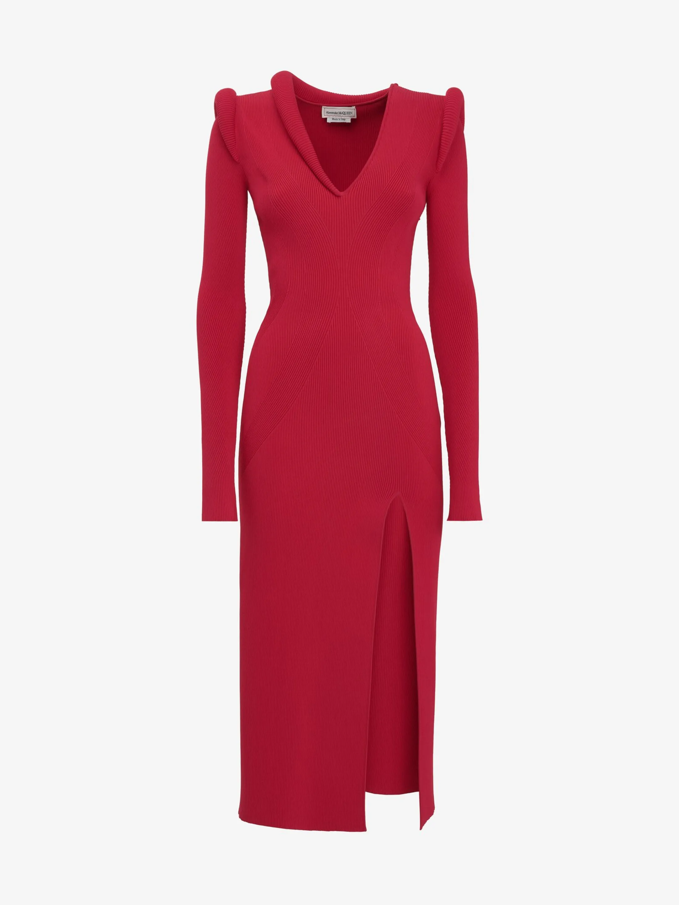 Discount Alexander McQueen Women's Ribbed-knit Midi Dress in Welsh Red