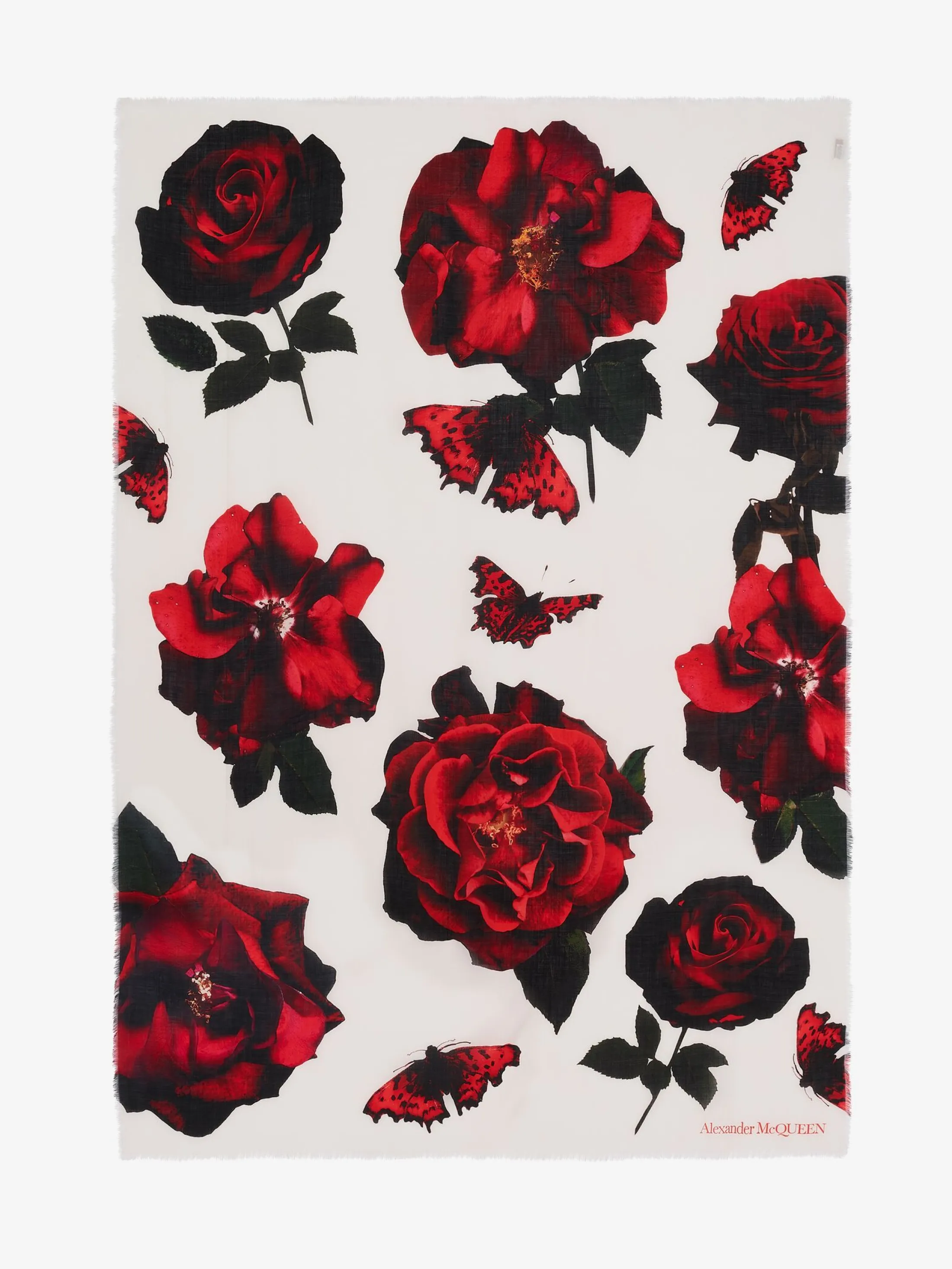 Outlet Alexander McQueen Women's Roses Shawl in Ivory/Red