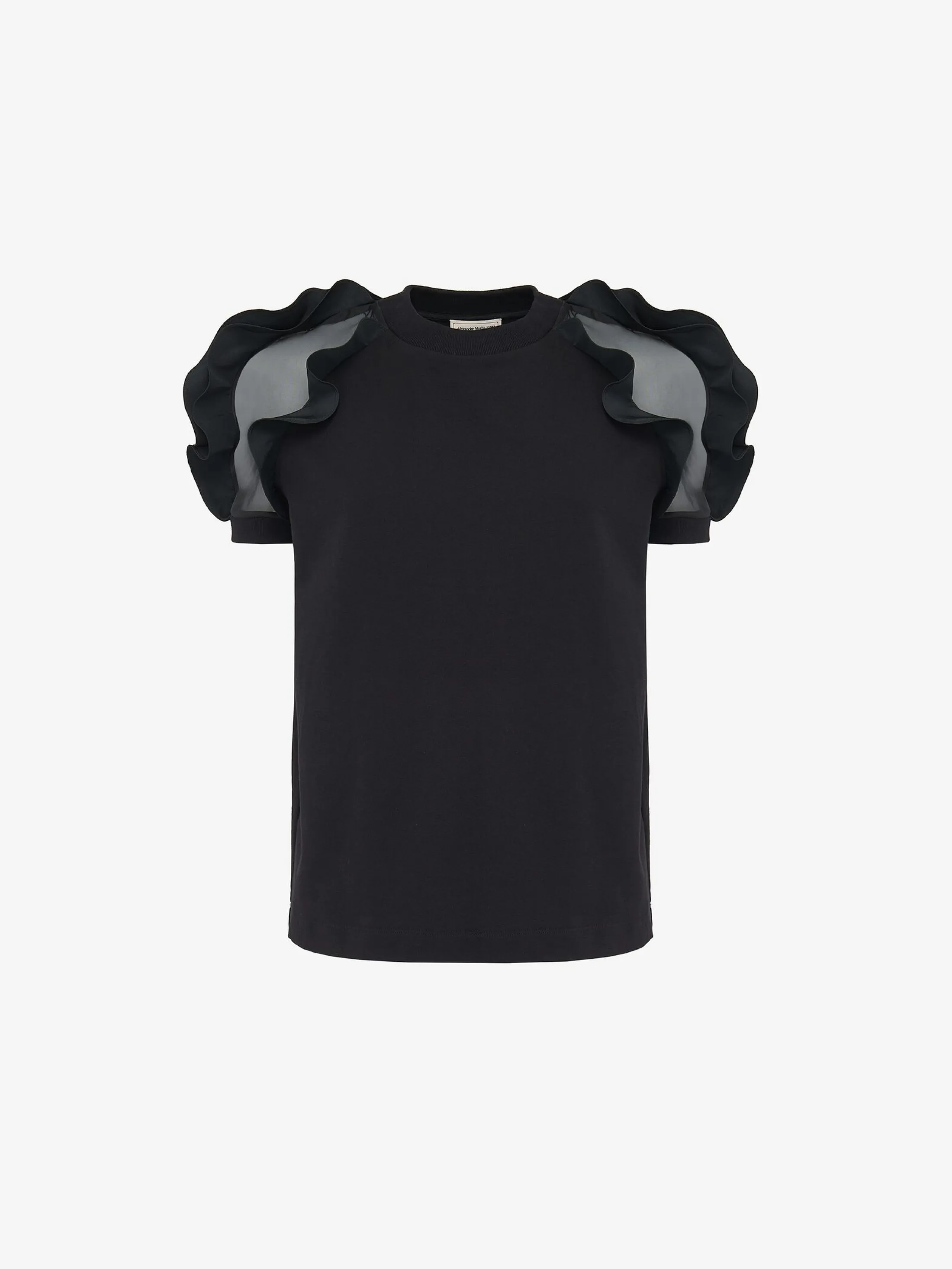 Best Sale Alexander McQueen Women's Ruffle Detail T-shirt in Black