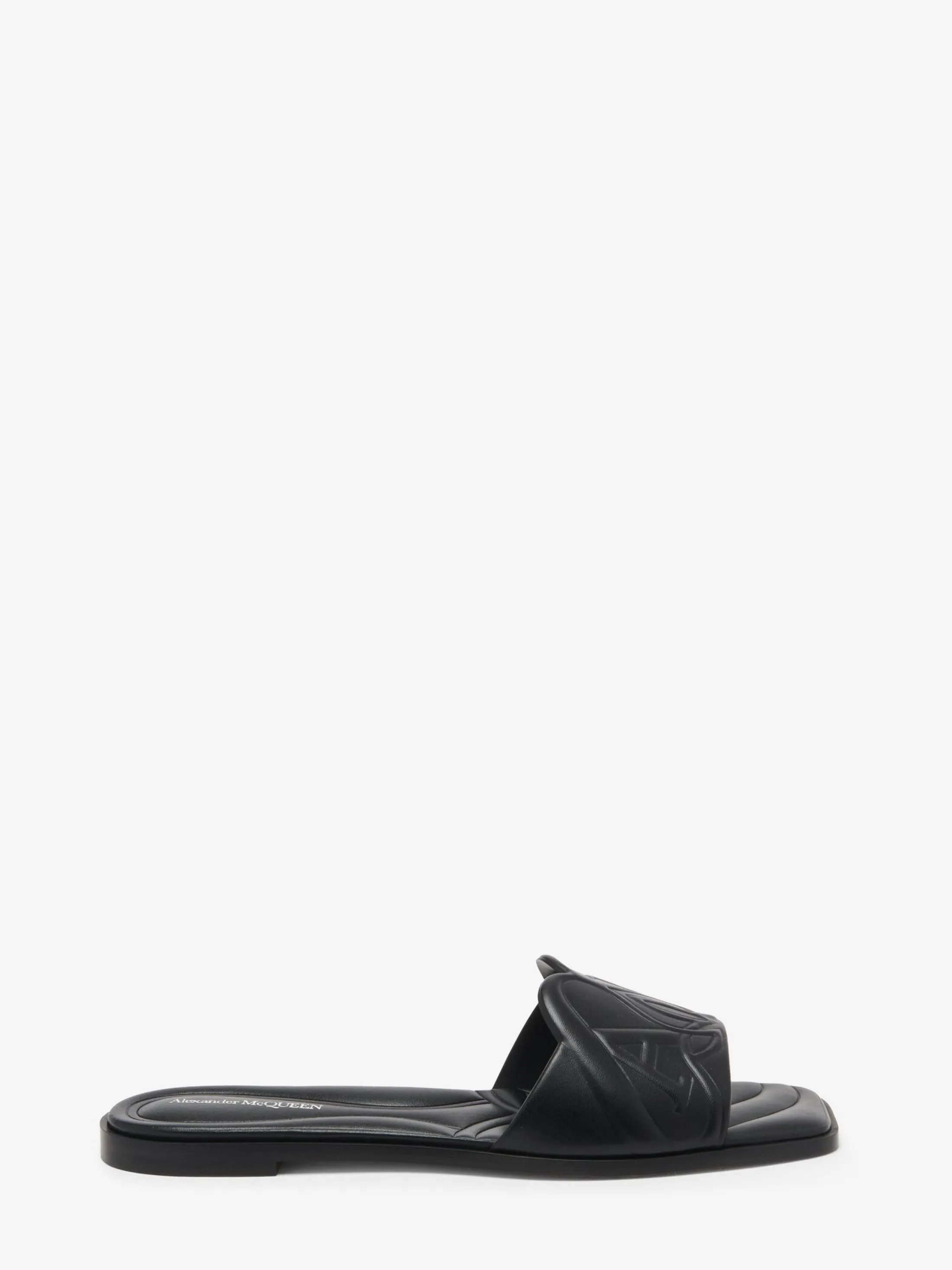 Sale Alexander McQueen Women's Seal Flat Slide Sandal in Black