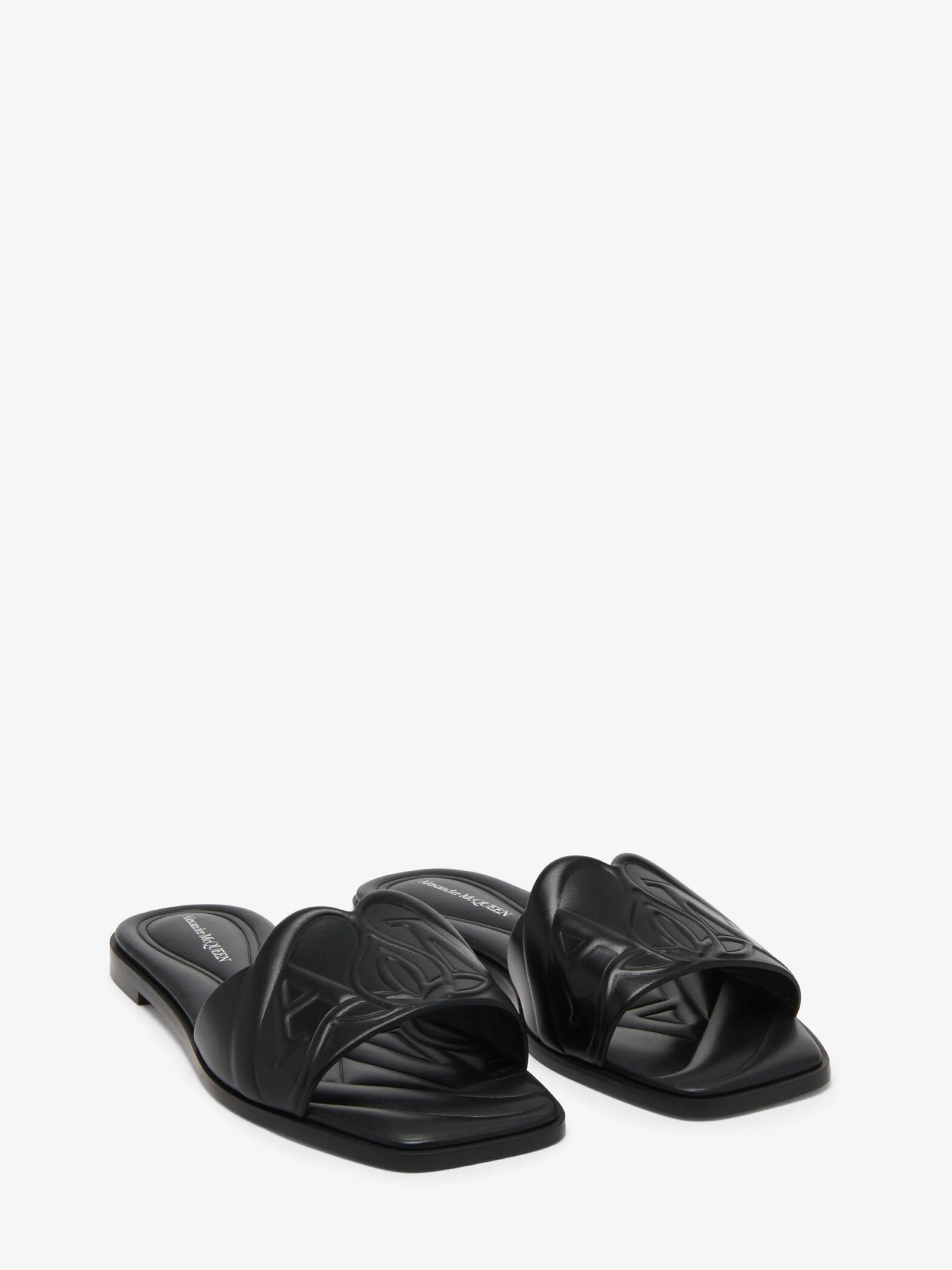 Sale Alexander McQueen Women's Seal Flat Slide Sandal in Black